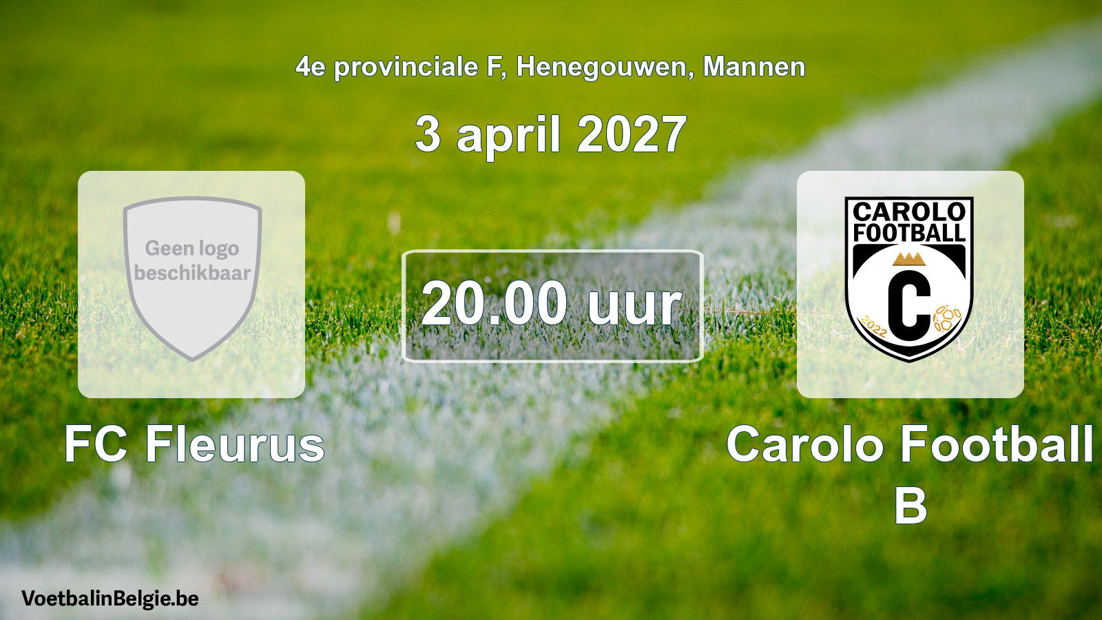 Geplande wedstrijd mannenvoetbal: FC Fleurus - Carolo Football B (3 april 2027)