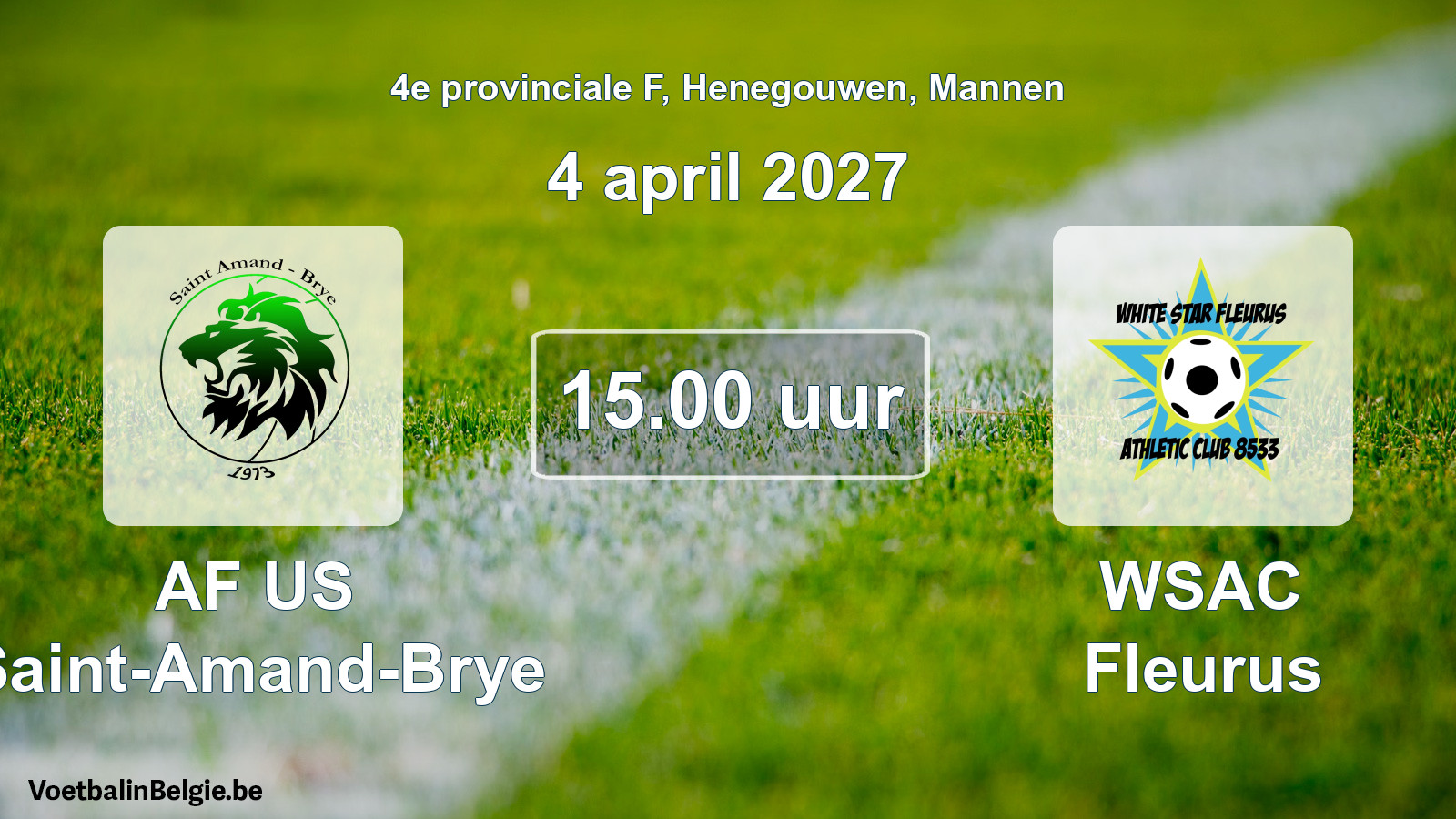Geplande wedstrijd mannenvoetbal: AF US Saint-Amand-Brye - WSAC Fleurus (4 april 2027)