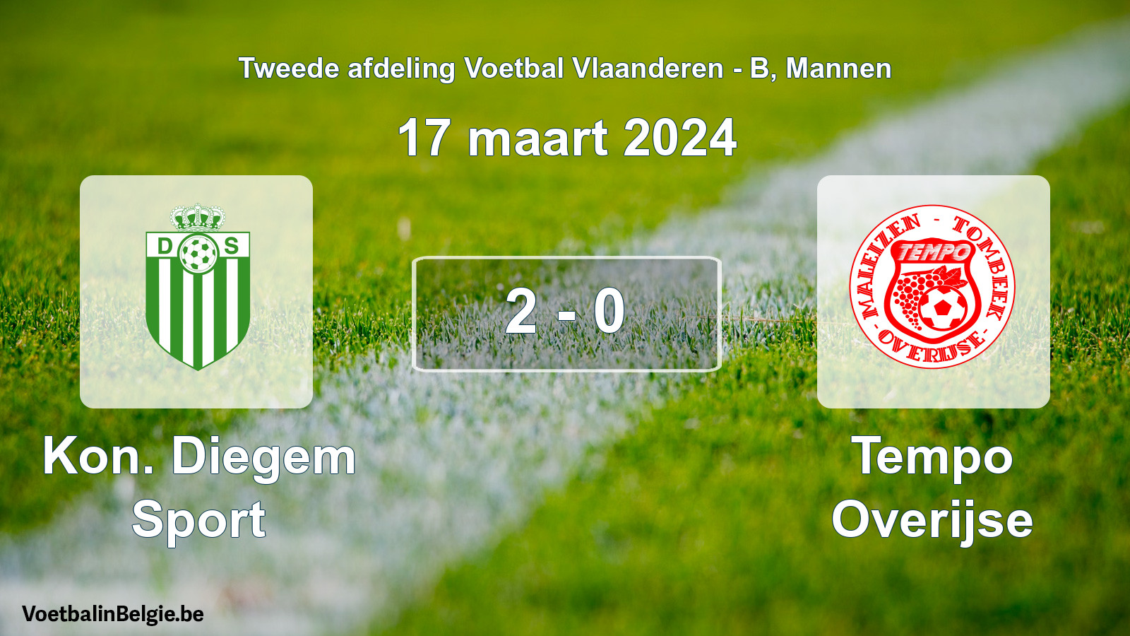 Gespeelde wedstrijd mannenvoetbal: Kon. Diegem Sport - Tempo Overijse 2 - 0 (17 maart 2024)