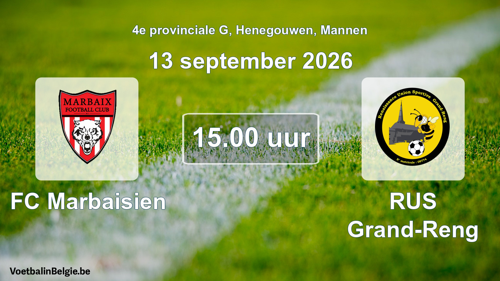 Geplande wedstrijd mannenvoetbal: FC Marbaisien - RUS Grand-Reng (13 september 2026)