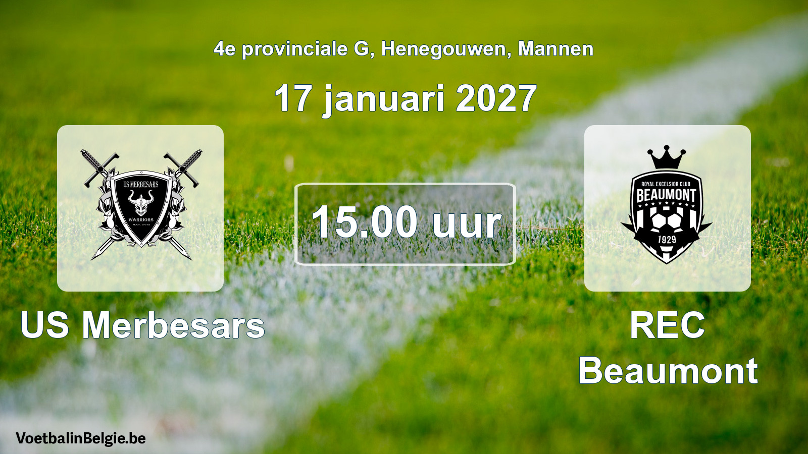 Scheduled match men football: US Merbesars - REC Beaumont (17 January 2027)