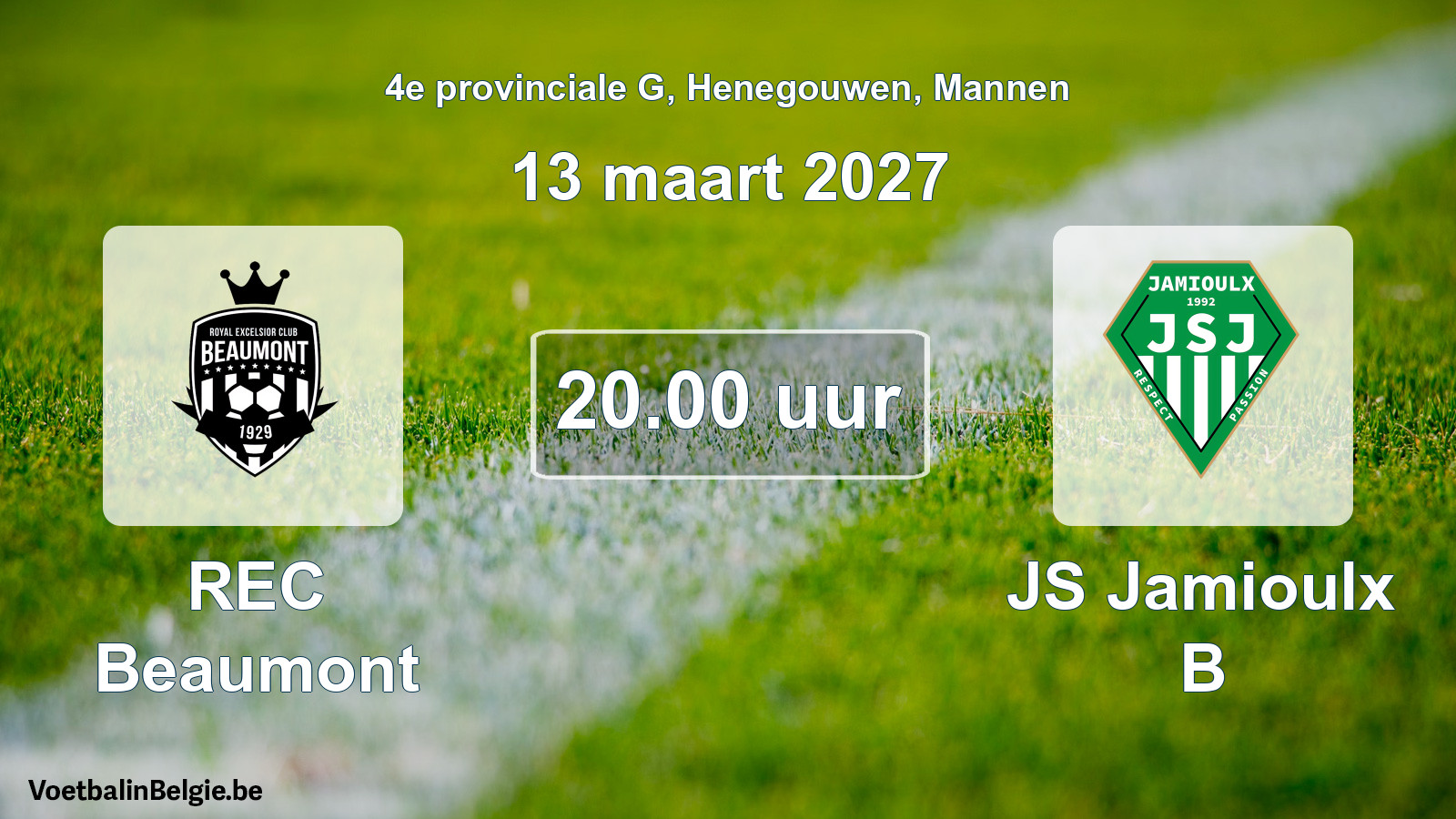 Geplande wedstrijd mannenvoetbal: REC Beaumont - JS Jamioulx B (13 maart 2027)