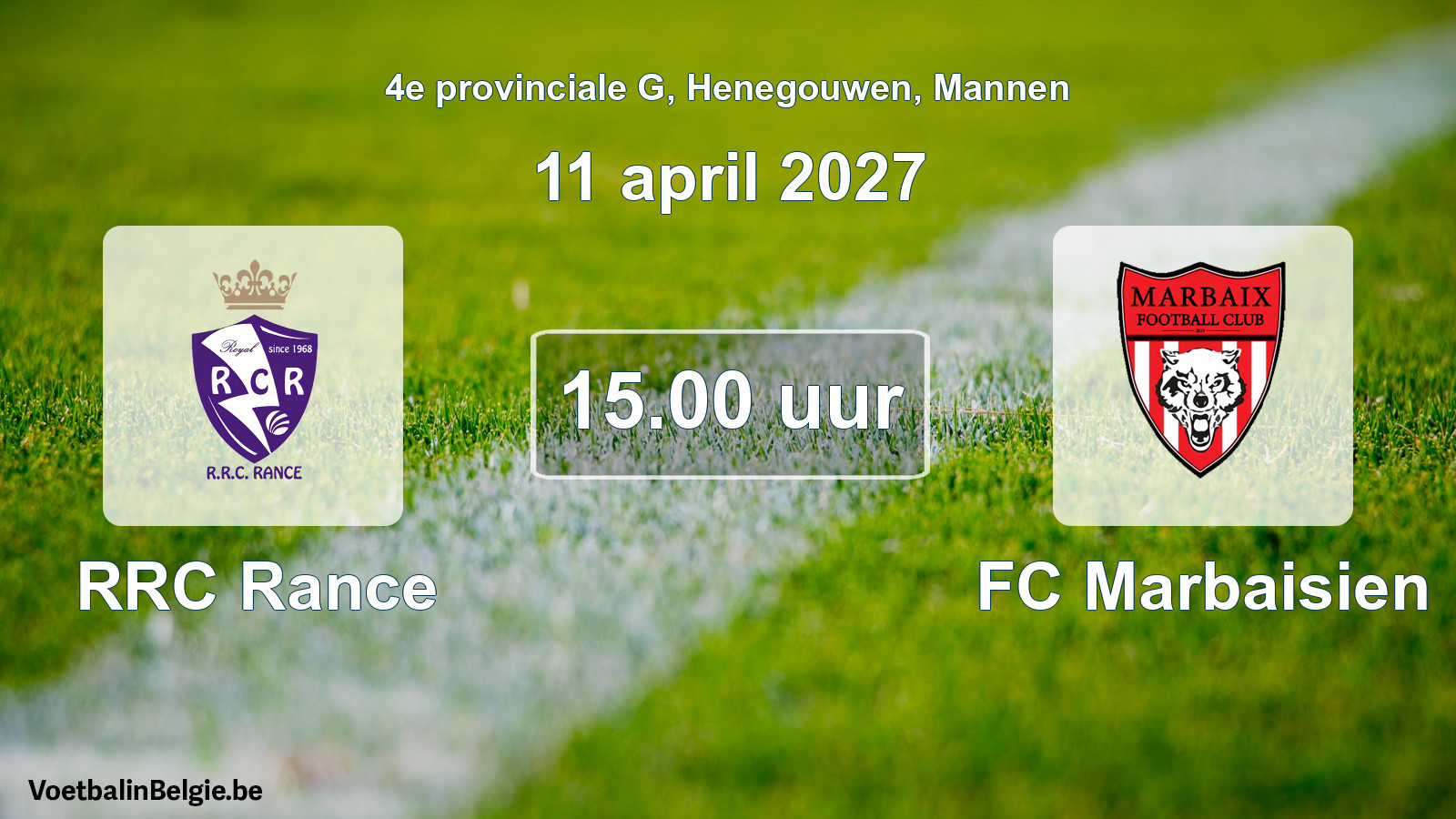 Geplande wedstrijd mannenvoetbal: RRC Rance - FC Marbaisien (11 april 2027)