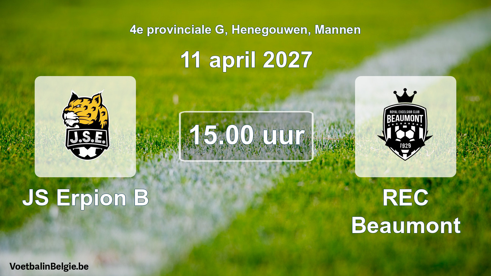 Geplande wedstrijd mannenvoetbal: JS Erpion B - REC Beaumont (11 april 2027)