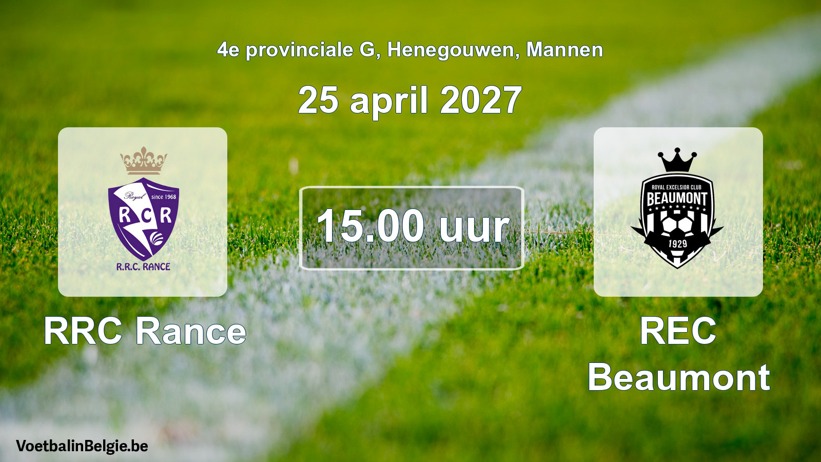 Geplande wedstrijd mannenvoetbal: RRC Rance - REC Beaumont (25 april 2027)