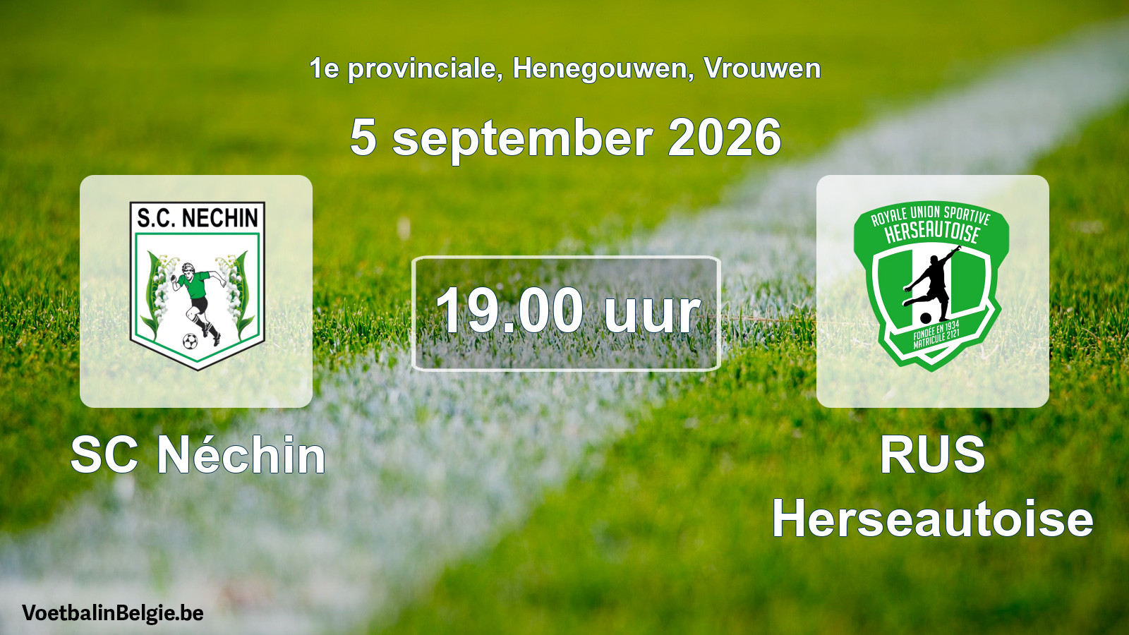 Geplande wedstrijd vrouwenvoetbal: SC Néchin - RUS Herseautoise (5 september 2026)