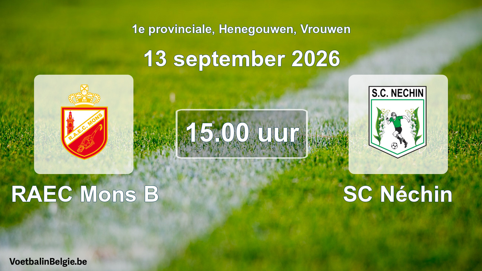 Geplande wedstrijd vrouwenvoetbal: RAEC Mons B - SC Néchin (13 september 2026)