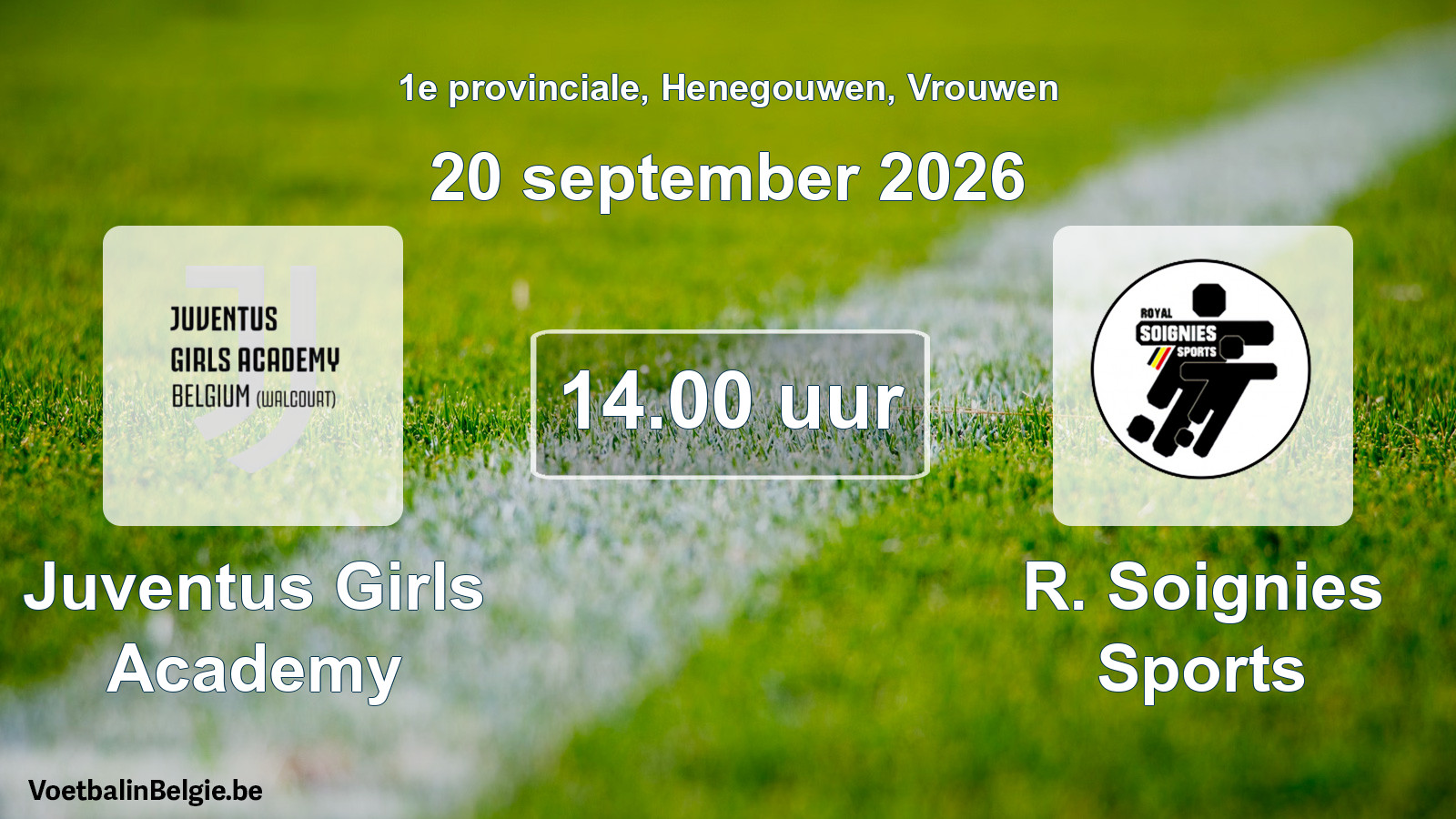 Geplande wedstrijd vrouwenvoetbal: Juventus Girls Academy - R. Soignies Sports (20 september 2026)