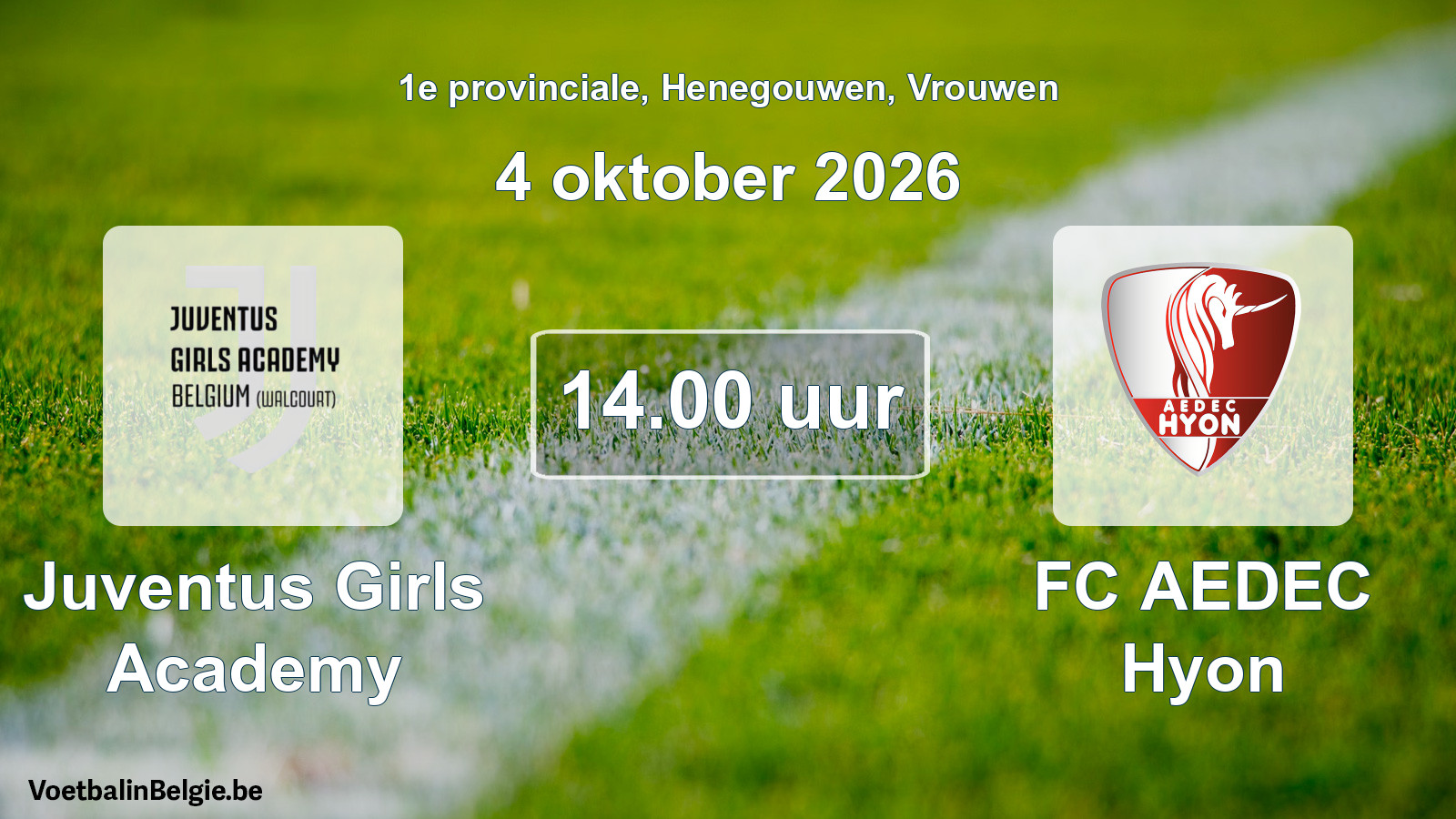 Geplande wedstrijd vrouwenvoetbal: Juventus Girls Academy - FC AEDEC Hyon (4 oktober 2026)