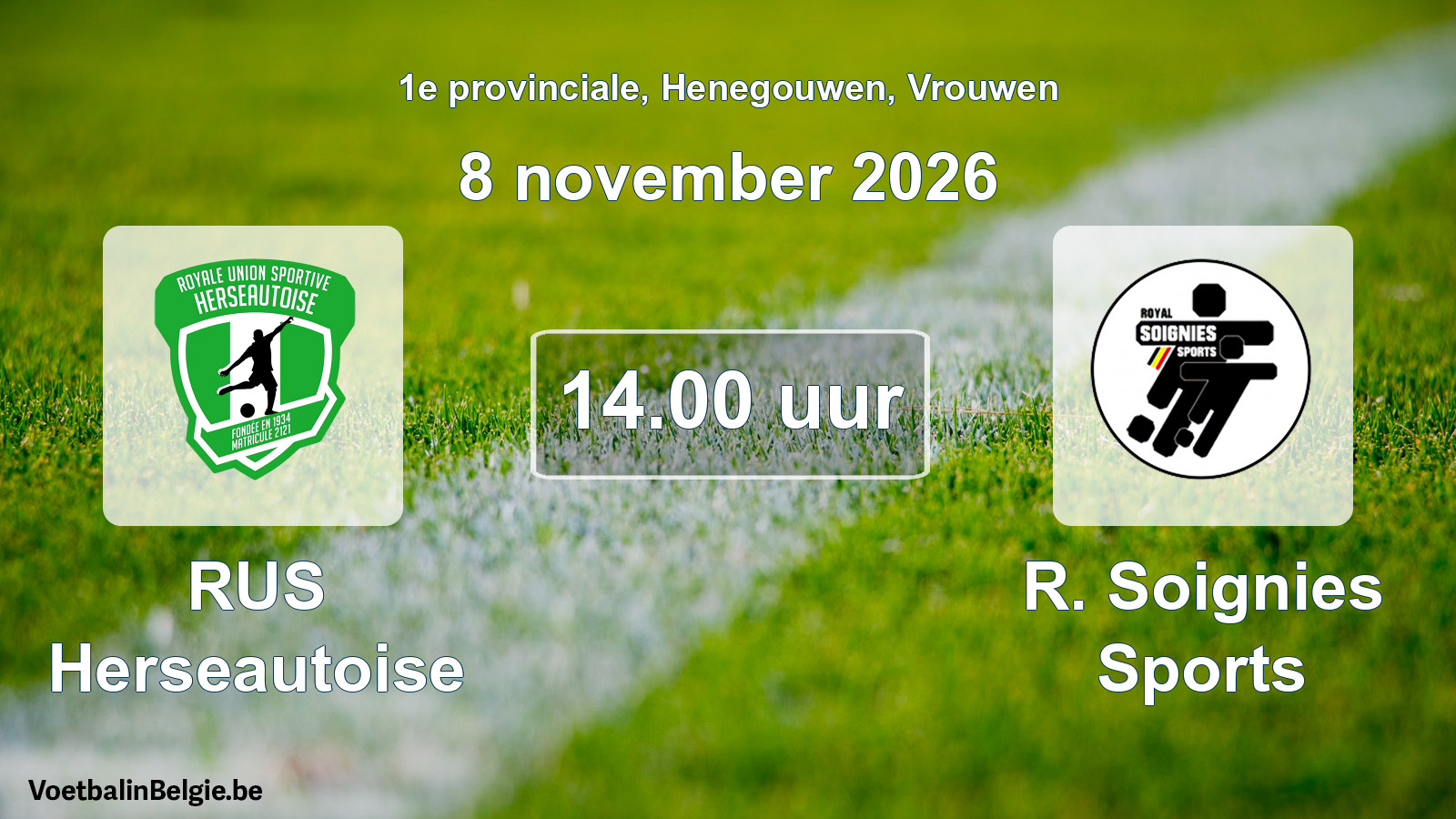 Geplande wedstrijd vrouwenvoetbal: RUS Herseautoise - R. Soignies Sports (8 november 2026)