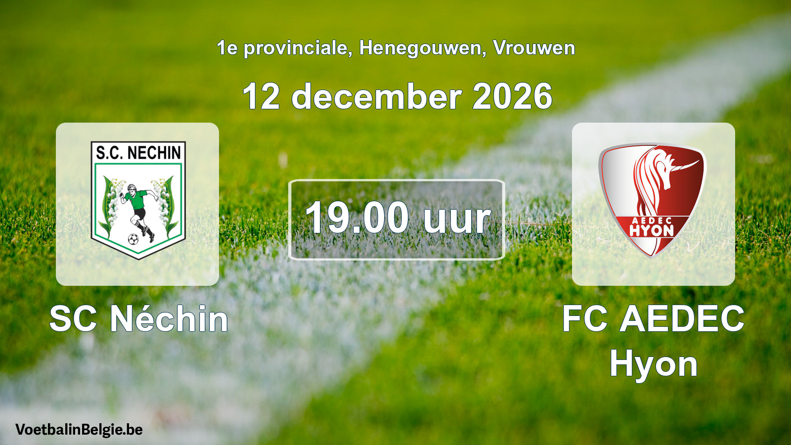 Geplande wedstrijd vrouwenvoetbal: SC Néchin - FC AEDEC Hyon (12 december 2026)