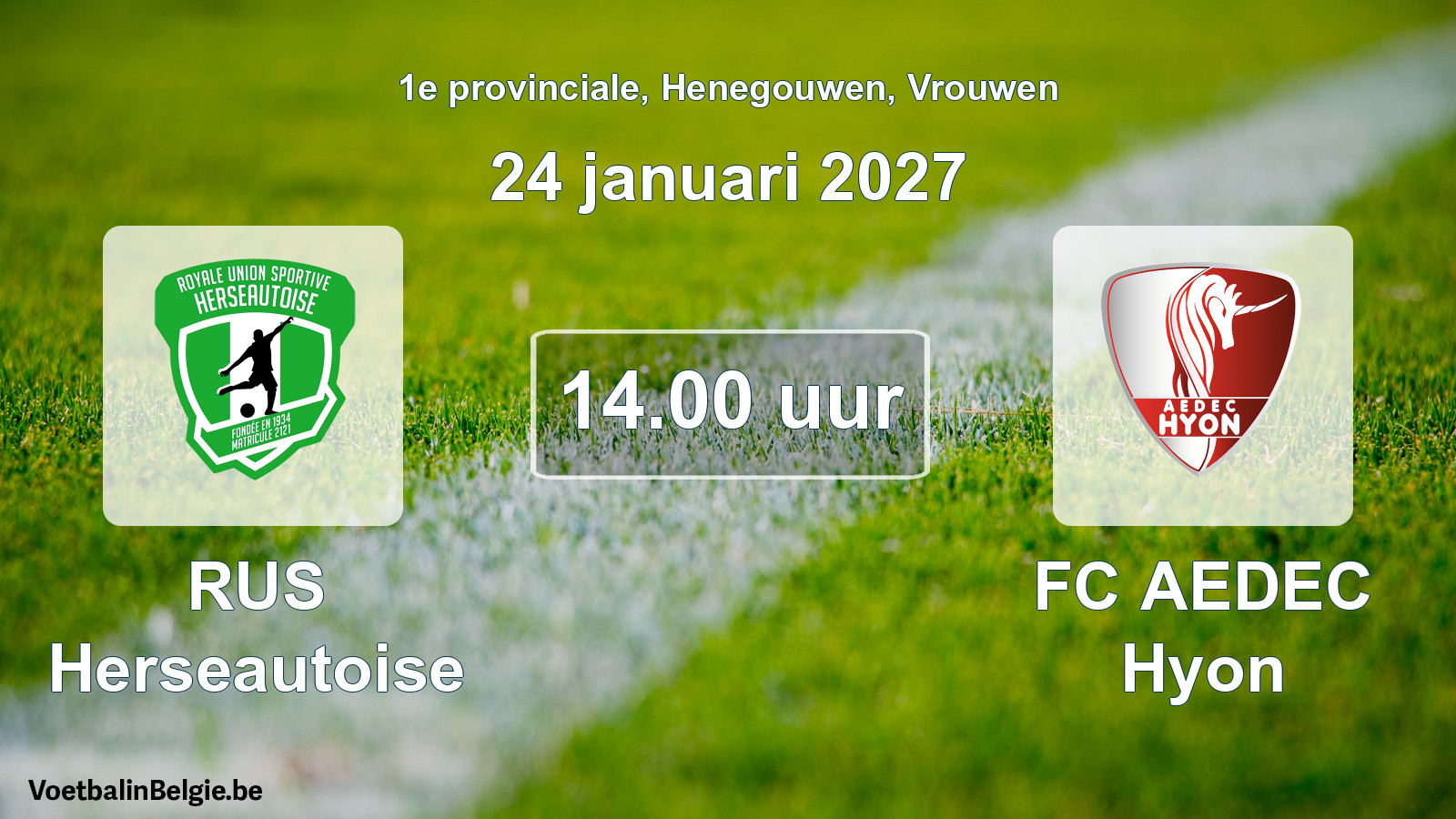 Geplande wedstrijd vrouwenvoetbal: RUS Herseautoise - FC AEDEC Hyon (24 januari 2027)