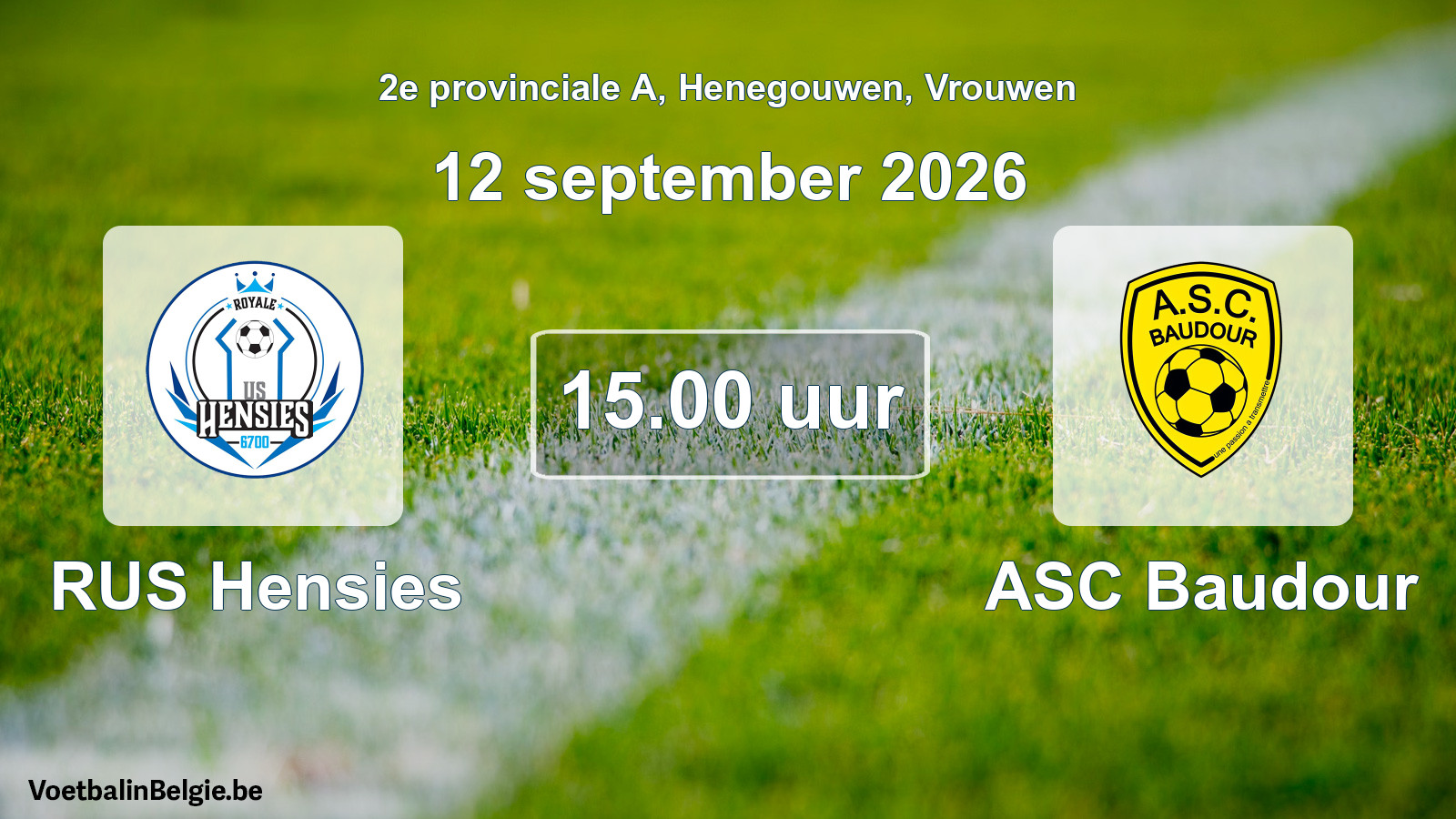 Geplande wedstrijd vrouwenvoetbal: RUS Hensies - ASC Baudour (12 september 2026)