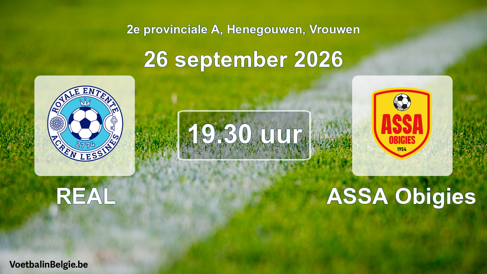 Geplande wedstrijd vrouwenvoetbal: REAL - ASSA Obigies (26 september 2026)