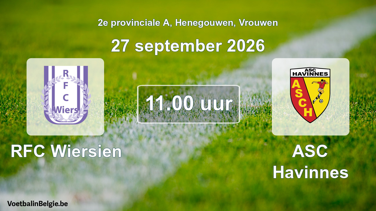 Geplande wedstrijd vrouwenvoetbal: RFC Wiersien - ASC Havinnes (27 september 2026)