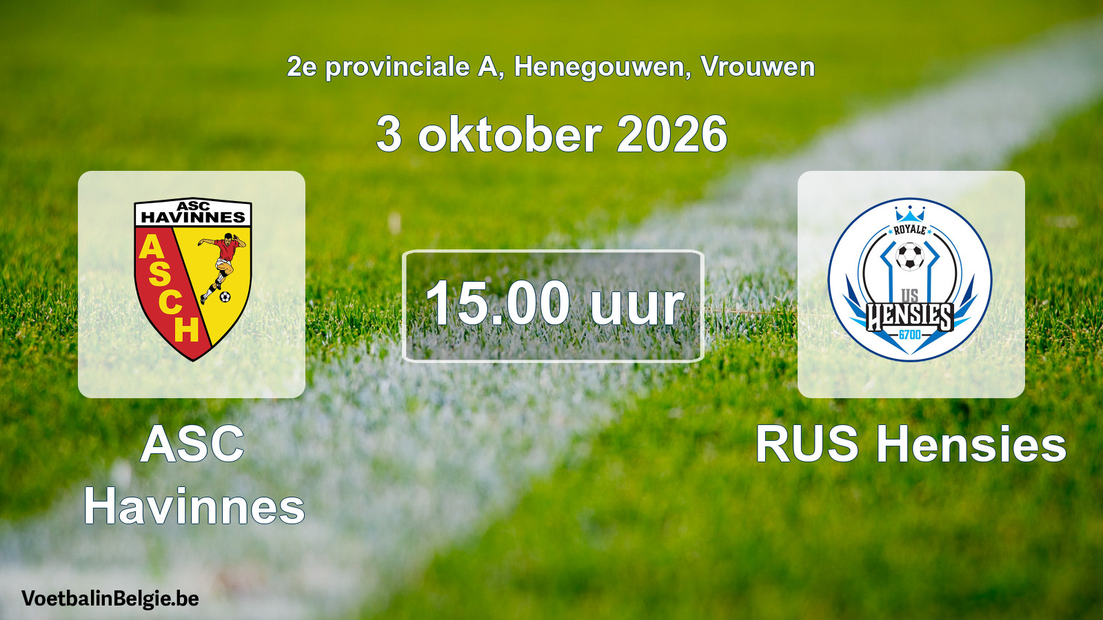 Geplande wedstrijd vrouwenvoetbal: ASC Havinnes - RUS Hensies (3 oktober 2026)