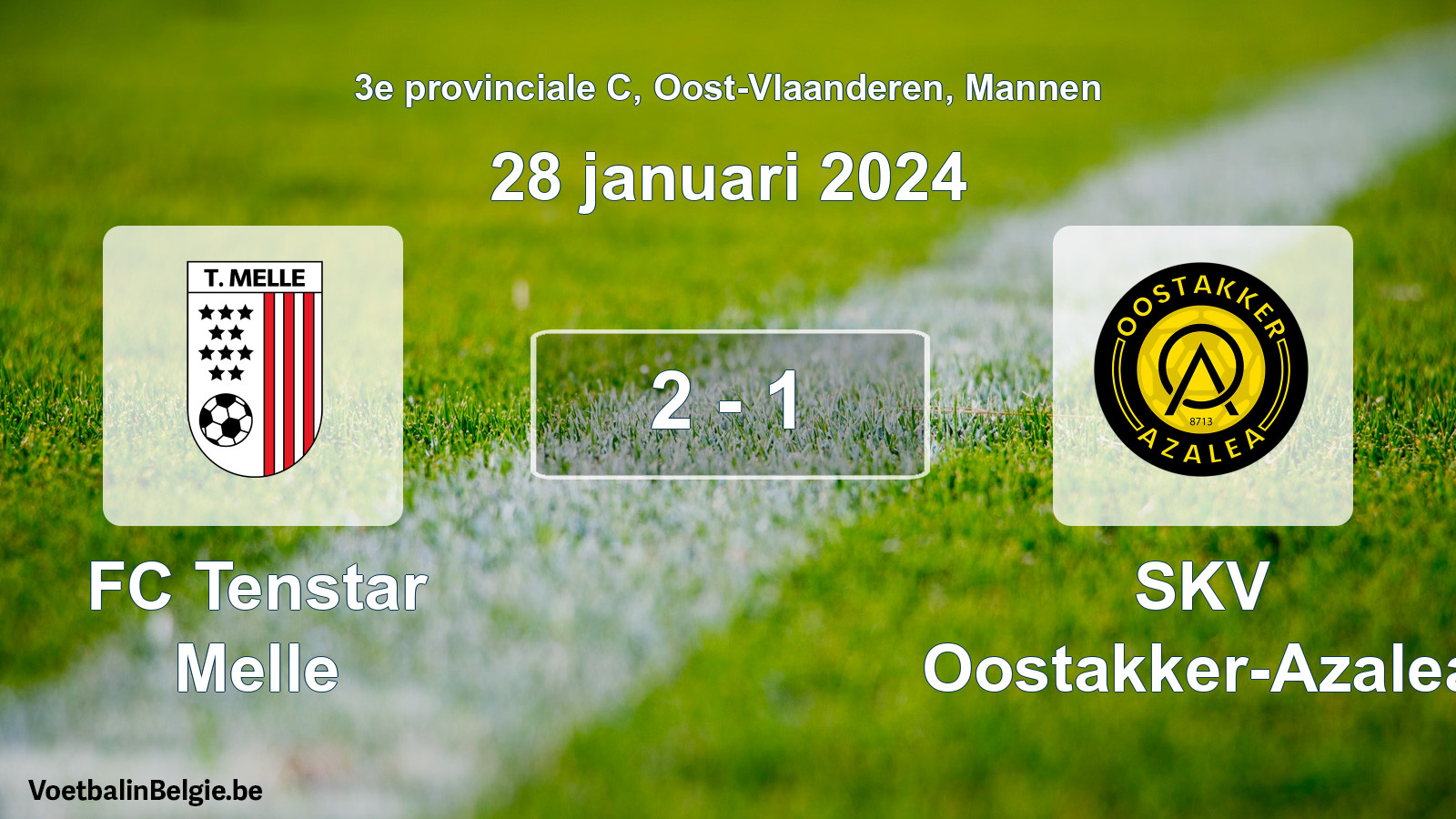 Gespeelde wedstrijd mannenvoetbal: FC Tenstar Melle - SKV Oostakker-Azalea 2 - 1 (28 januari 2024)
