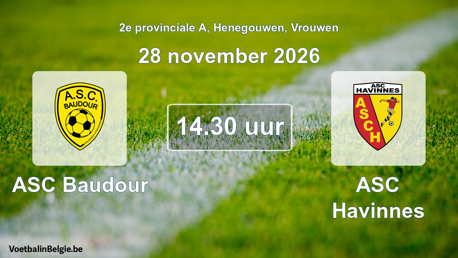 Geplande wedstrijd vrouwenvoetbal: ASC Baudour - ASC Havinnes (28 november 2026)