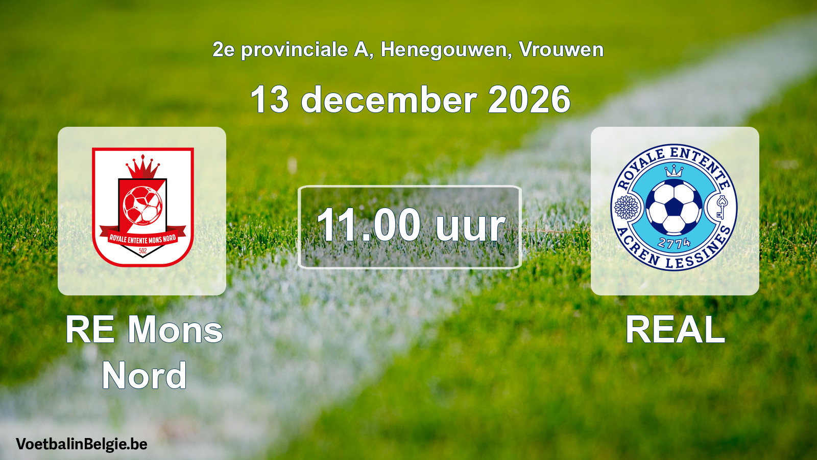 Geplande wedstrijd vrouwenvoetbal: RE Mons Nord - REAL (13 december 2026)