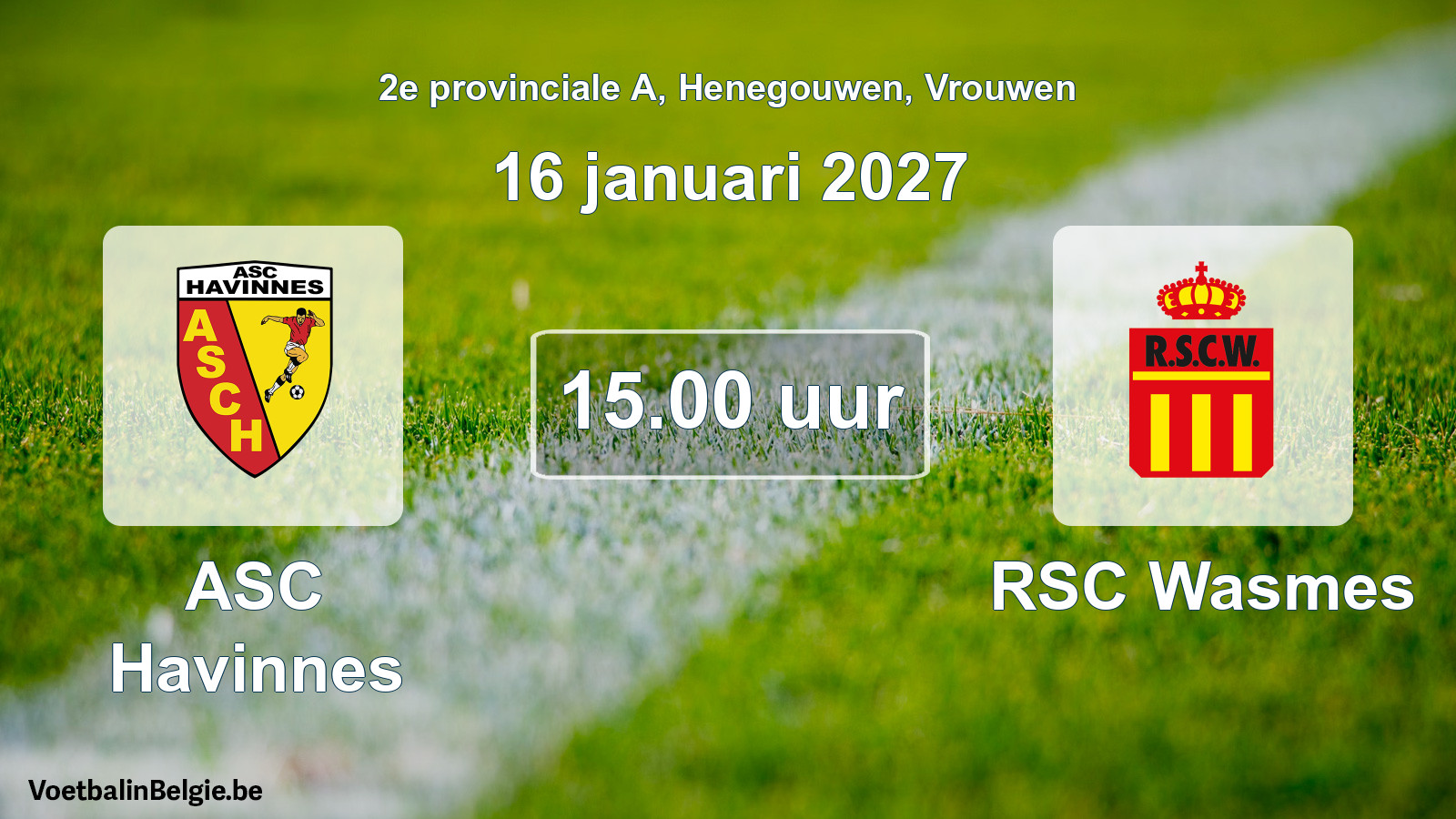Geplande wedstrijd vrouwenvoetbal: ASC Havinnes - RSC Wasmes (16 januari 2027)