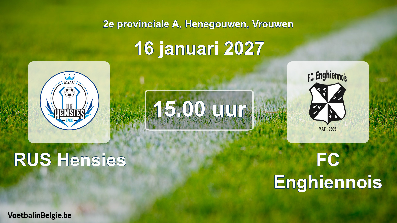 Match prévu football femmes: RUS Hensies - FC Enghiennois (16 janvier 2027)