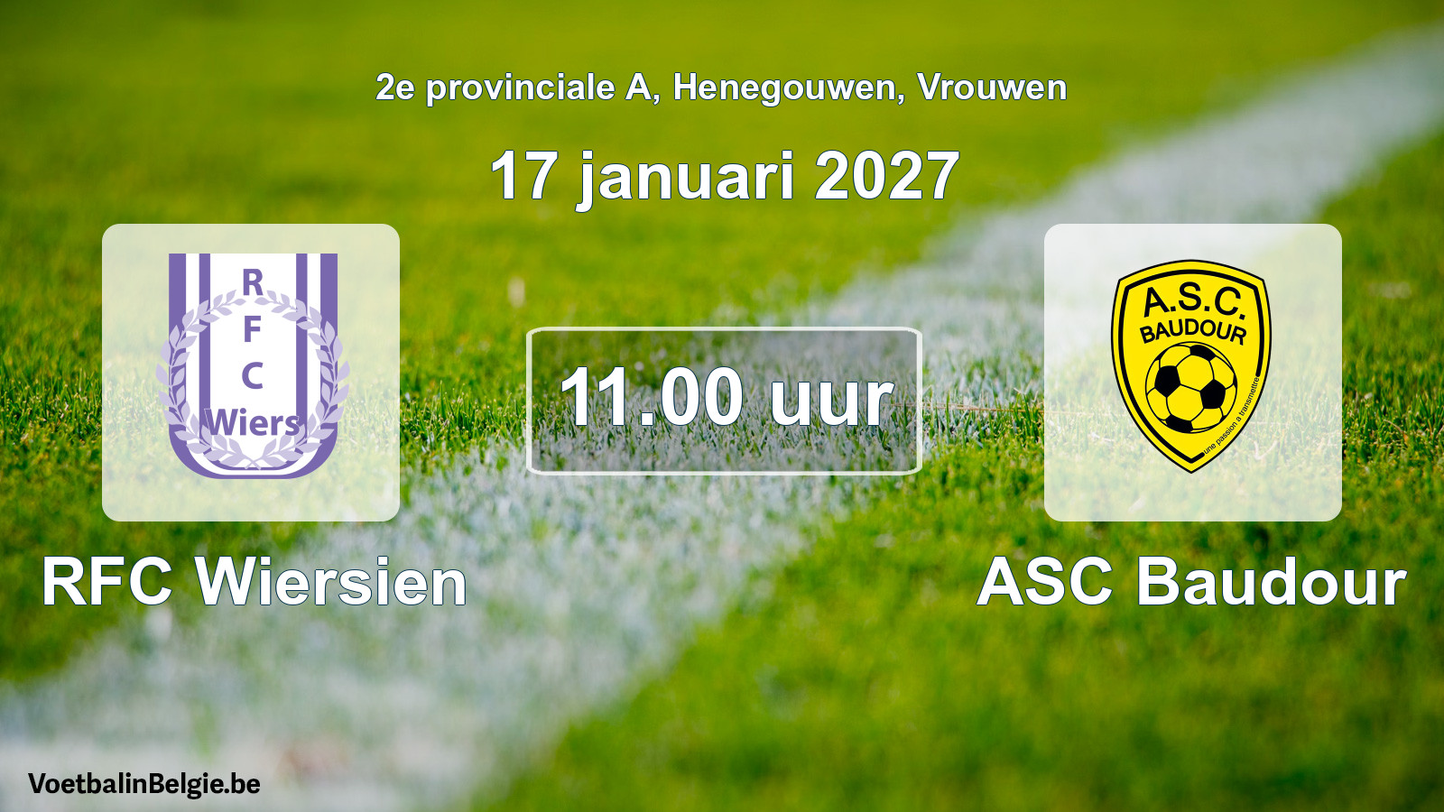 Geplande wedstrijd vrouwenvoetbal: RFC Wiersien - ASC Baudour (17 januari 2027)
