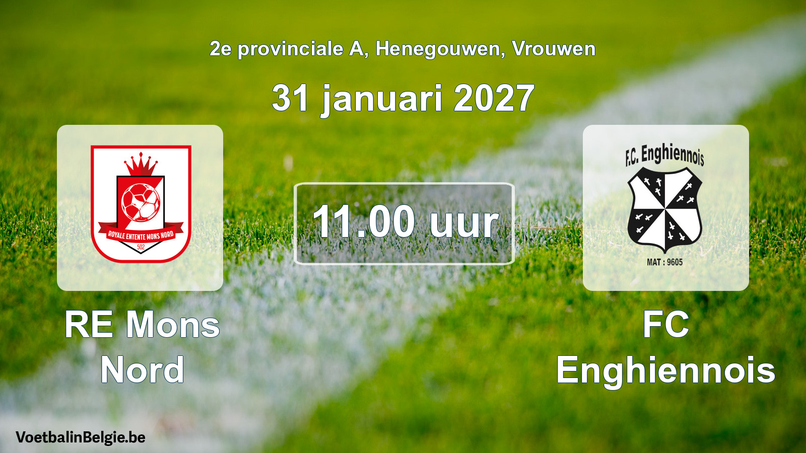 Geplande wedstrijd vrouwenvoetbal: RE Mons Nord - FC Enghiennois (31 januari 2027)
