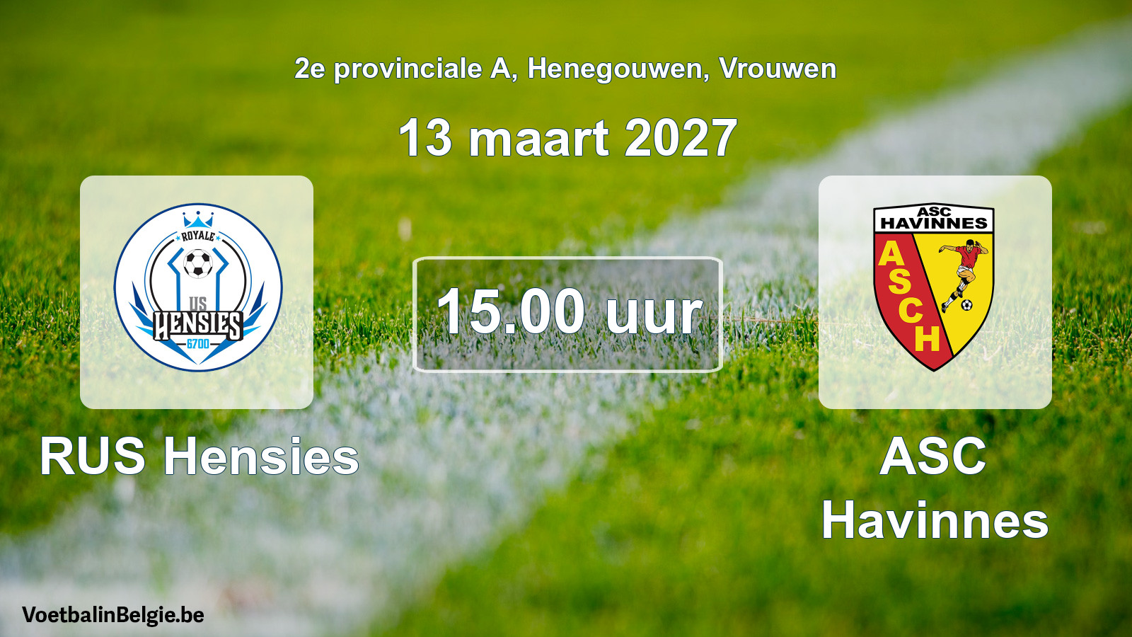 Geplande wedstrijd vrouwenvoetbal: RUS Hensies - ASC Havinnes (13 maart 2027)