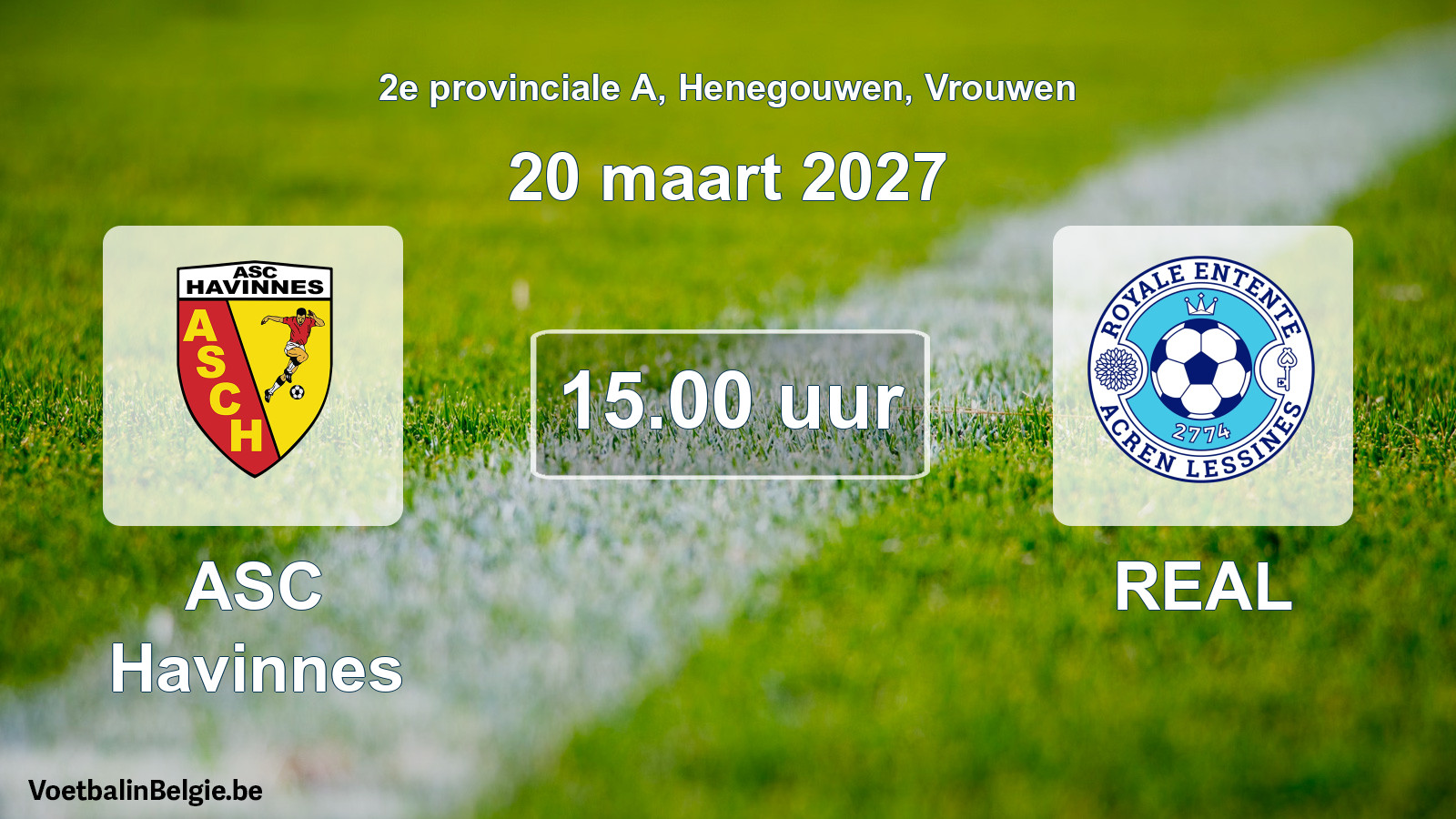 Geplande wedstrijd vrouwenvoetbal: ASC Havinnes - REAL (20 maart 2027)