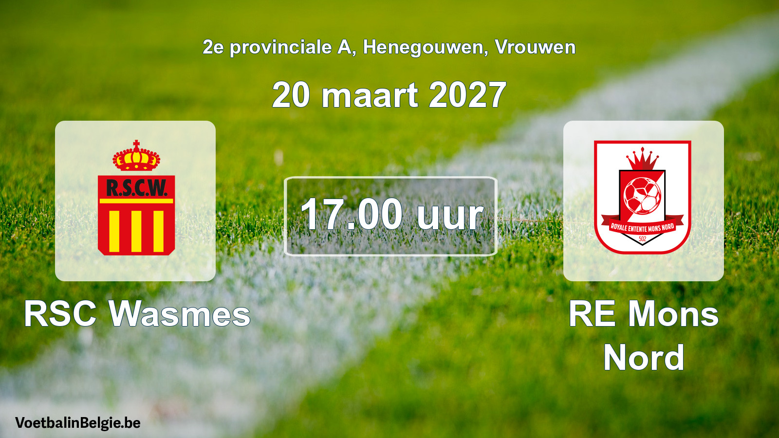Geplande wedstrijd vrouwenvoetbal: RSC Wasmes - RE Mons Nord (20 maart 2027)