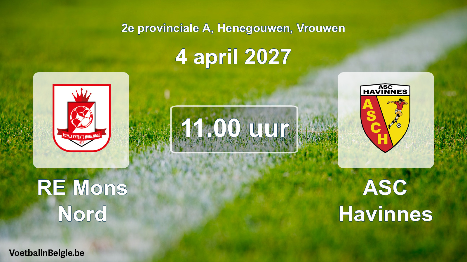 Geplande wedstrijd vrouwenvoetbal: RE Mons Nord - ASC Havinnes (4 april 2027)