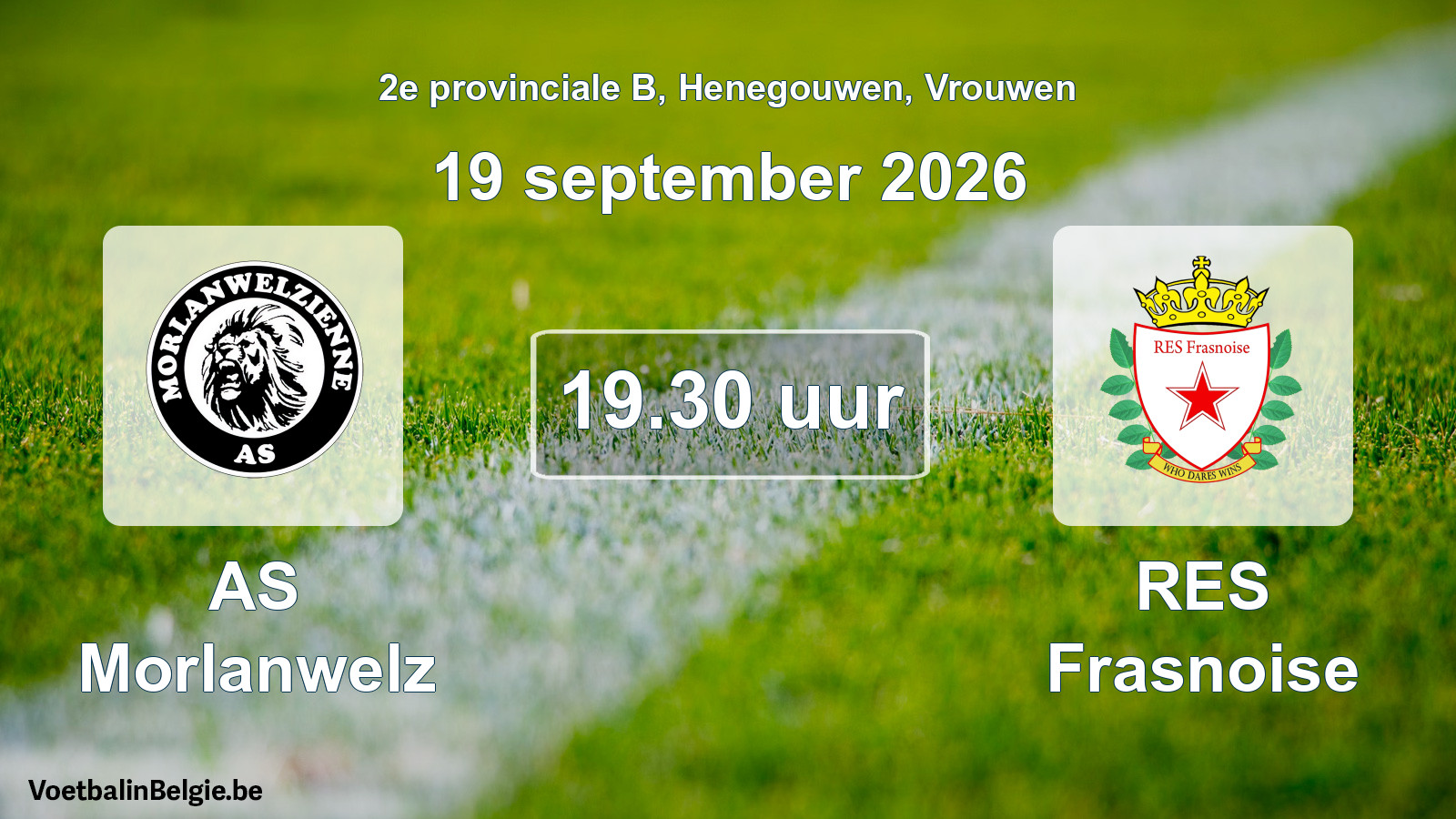 Geplande wedstrijd vrouwenvoetbal: AS Morlanwelz - RES Frasnoise (19 september 2026)