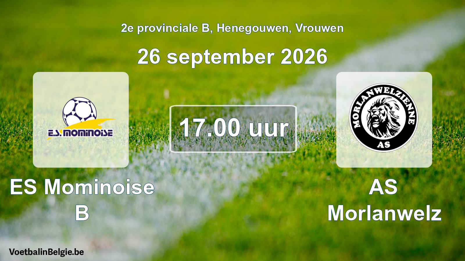 Geplande wedstrijd vrouwenvoetbal: ES Mominoise B - AS Morlanwelz (26 september 2026)