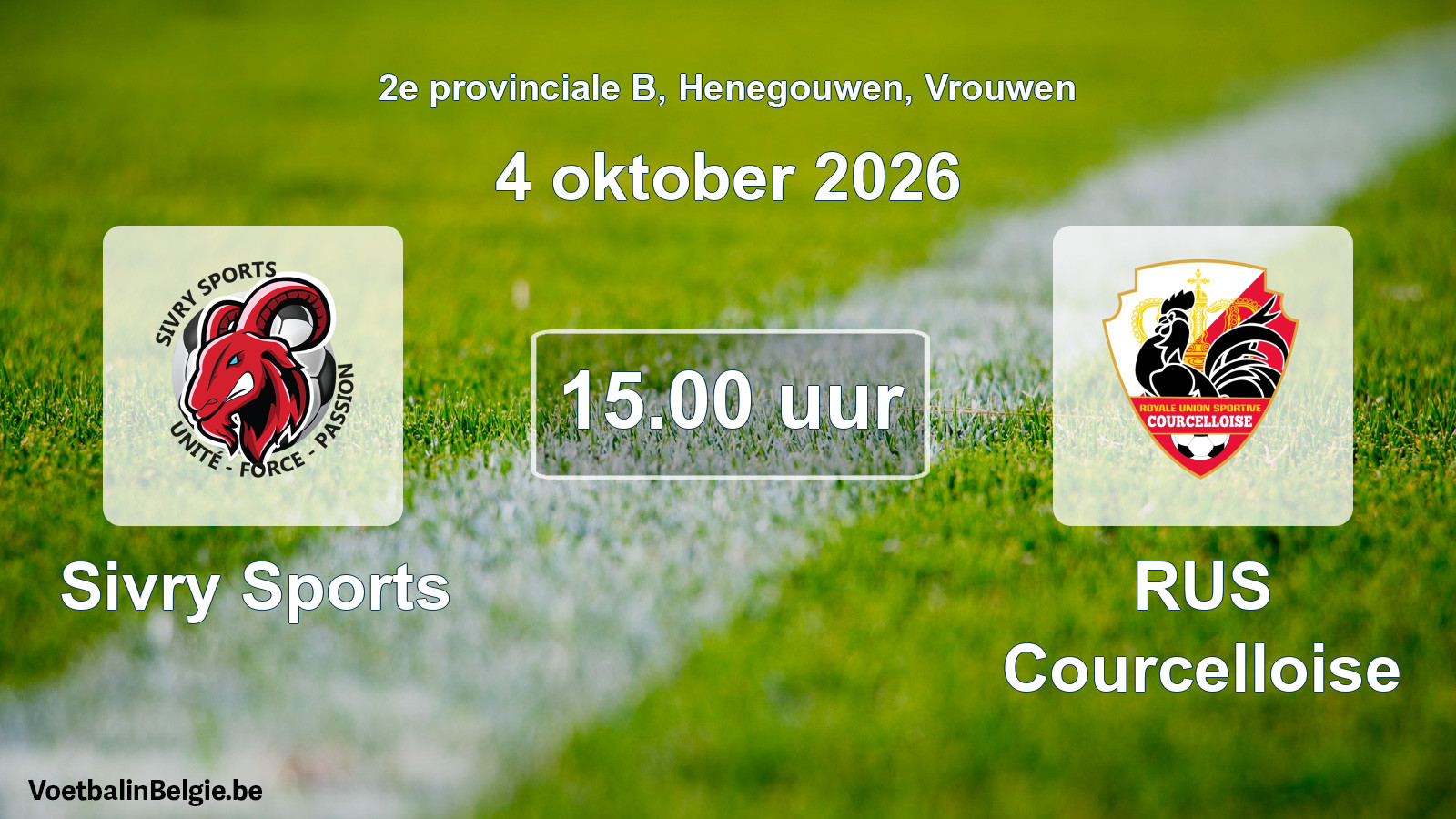 Geplande wedstrijd vrouwenvoetbal: Sivry Sports - RUS Courcelloise (4 oktober 2026)