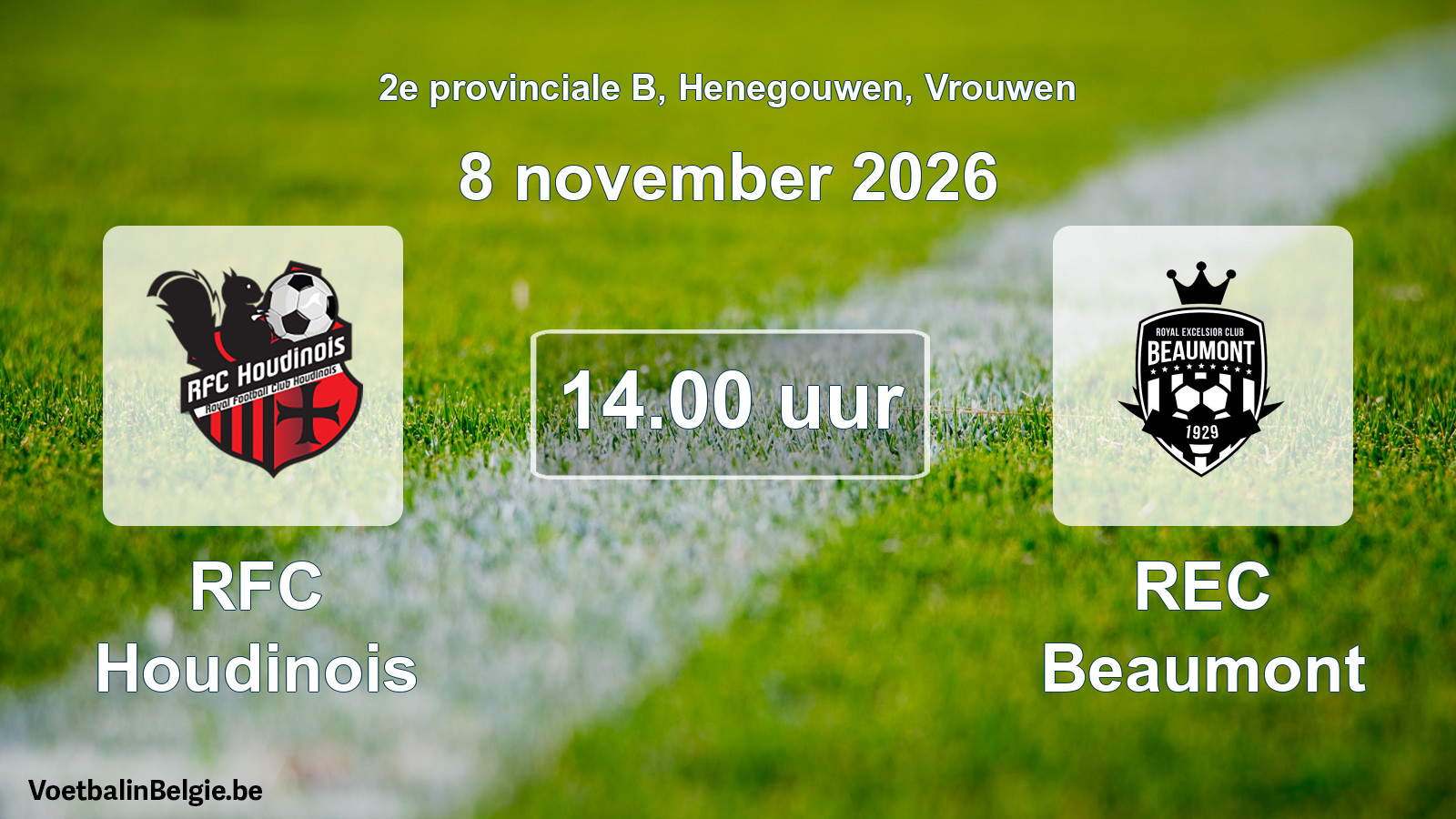 Geplande wedstrijd vrouwenvoetbal: RFC Houdinois - REC Beaumont (8 november 2026)