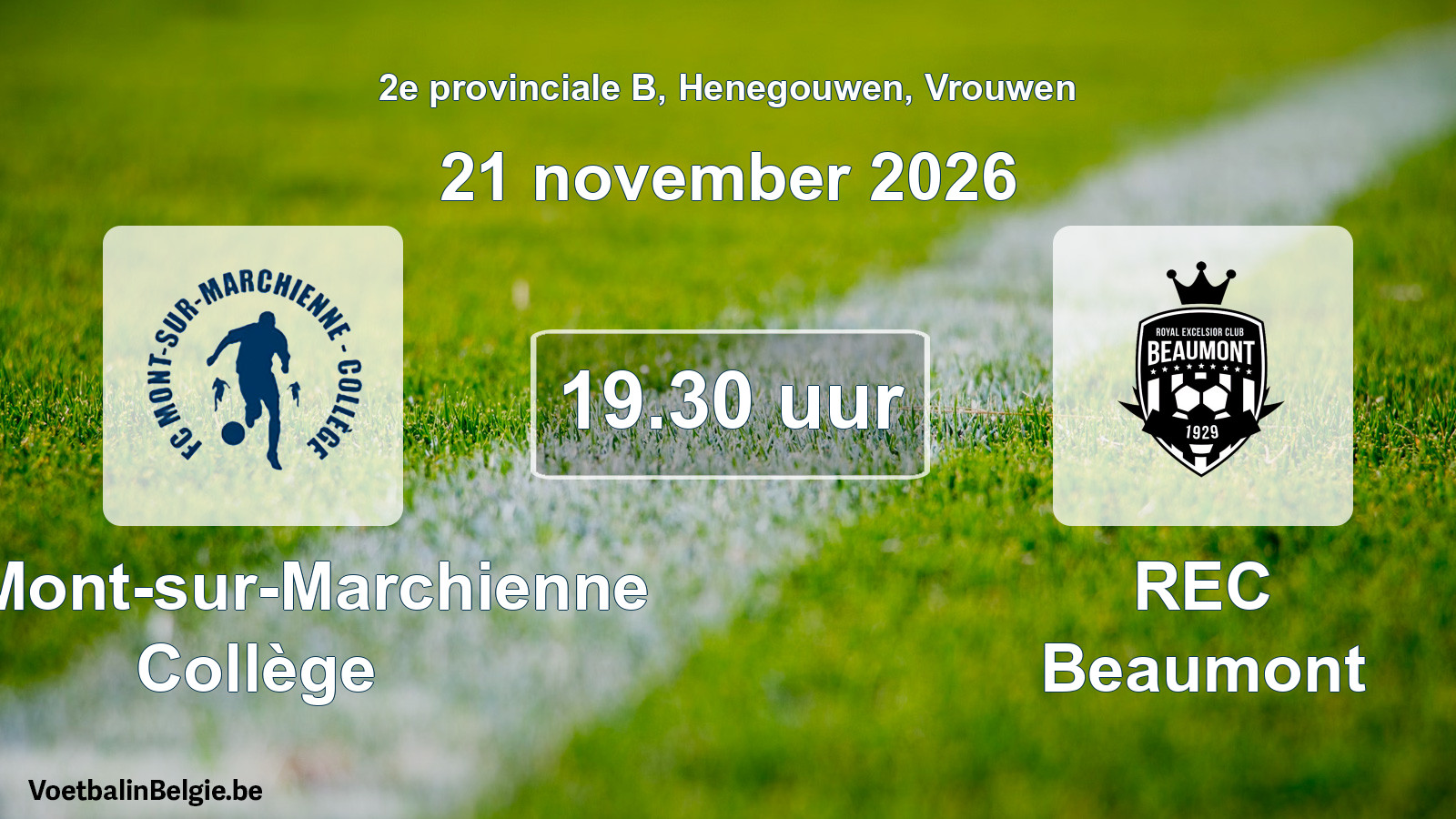 Geplande wedstrijd vrouwenvoetbal: FC Mont-sur-Marchienne Collège - REC Beaumont (21 november 2026)
