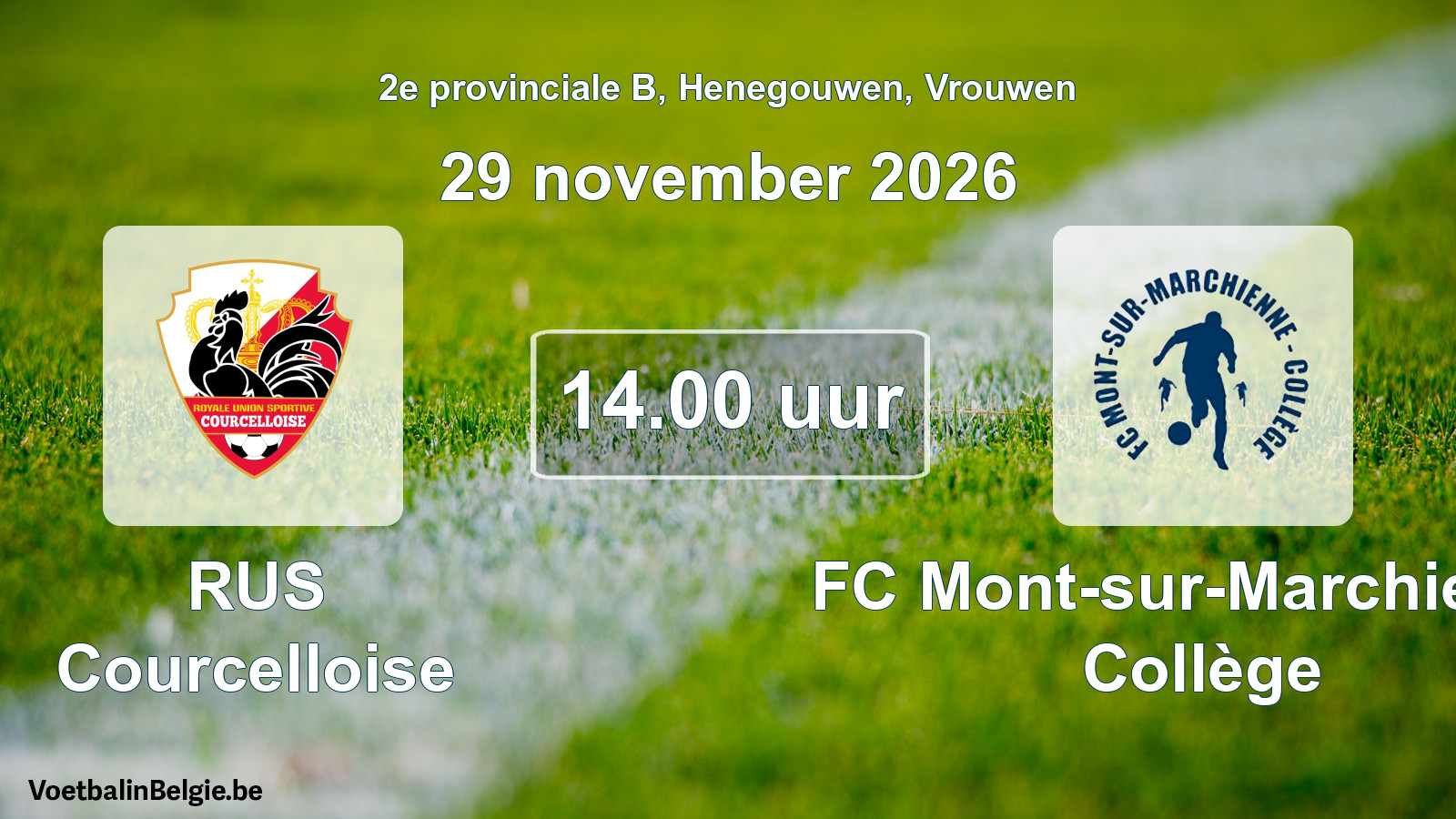 Geplande wedstrijd vrouwenvoetbal: RUS Courcelloise - FC Mont-sur-Marchienne Collège (29 november 2026)