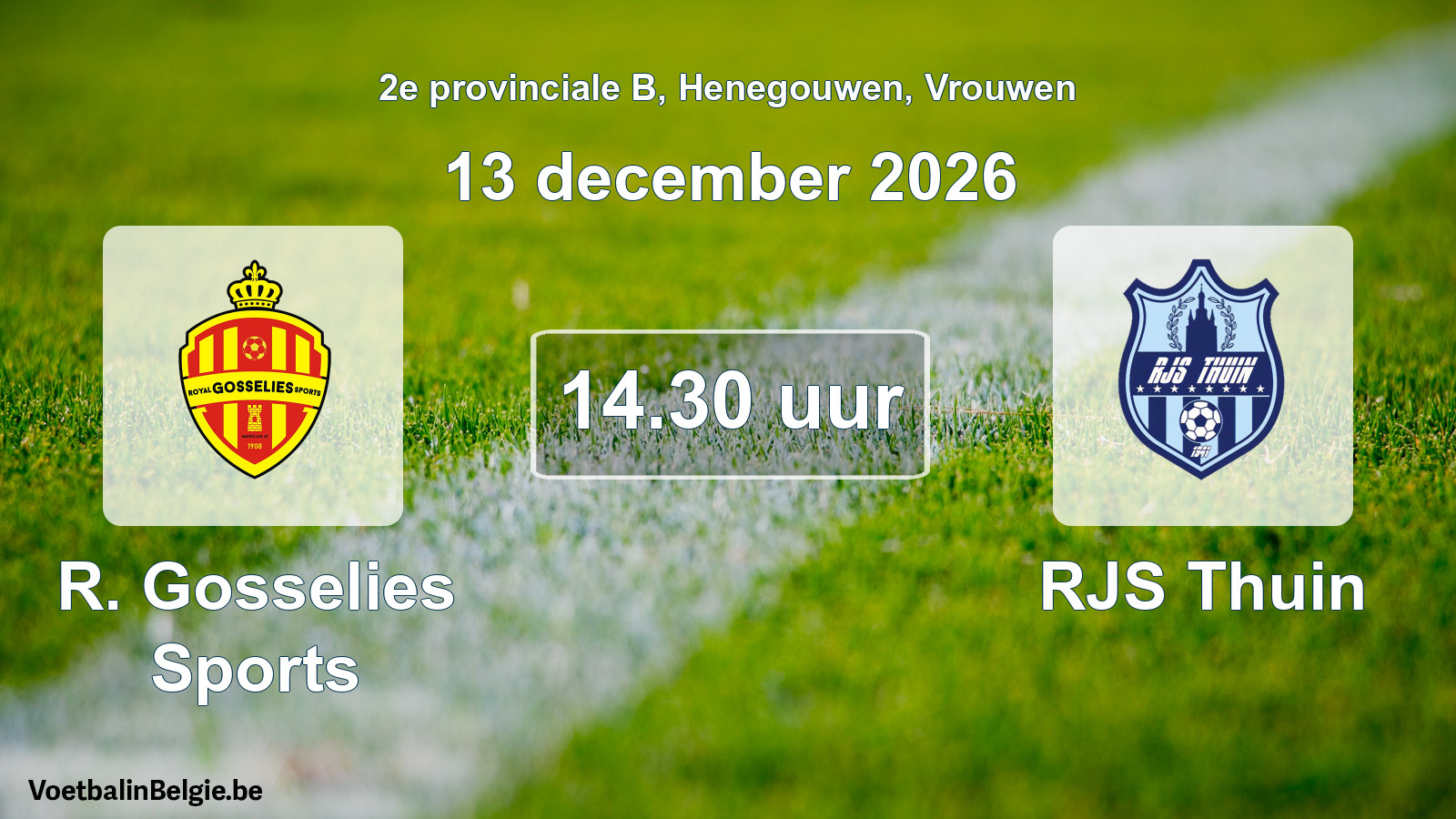 Geplande wedstrijd vrouwenvoetbal: R. Gosselies Sports - RJS Thuin (13 december 2026)