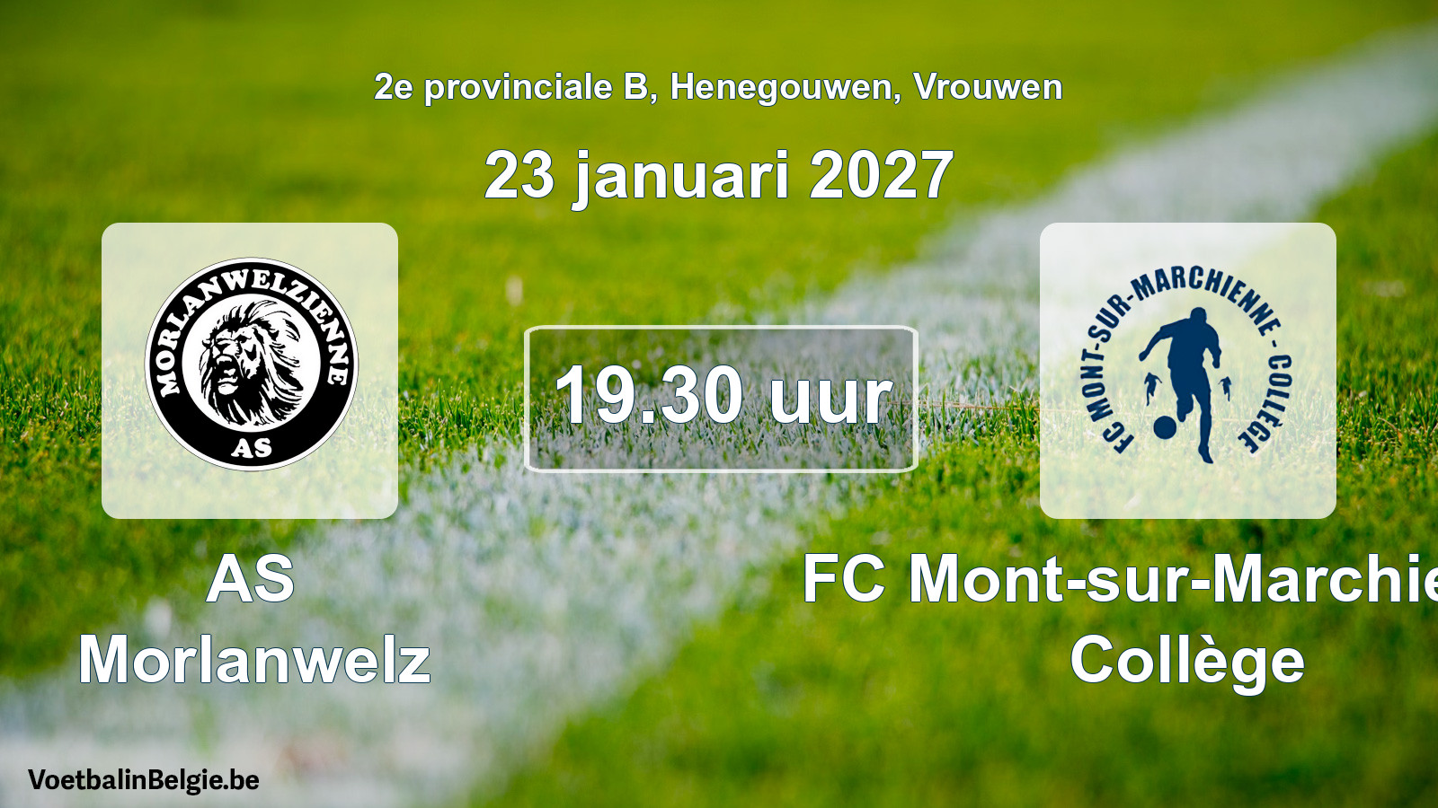 Geplande wedstrijd vrouwenvoetbal: AS Morlanwelz - FC Mont-sur-Marchienne Collège (23 januari 2027)