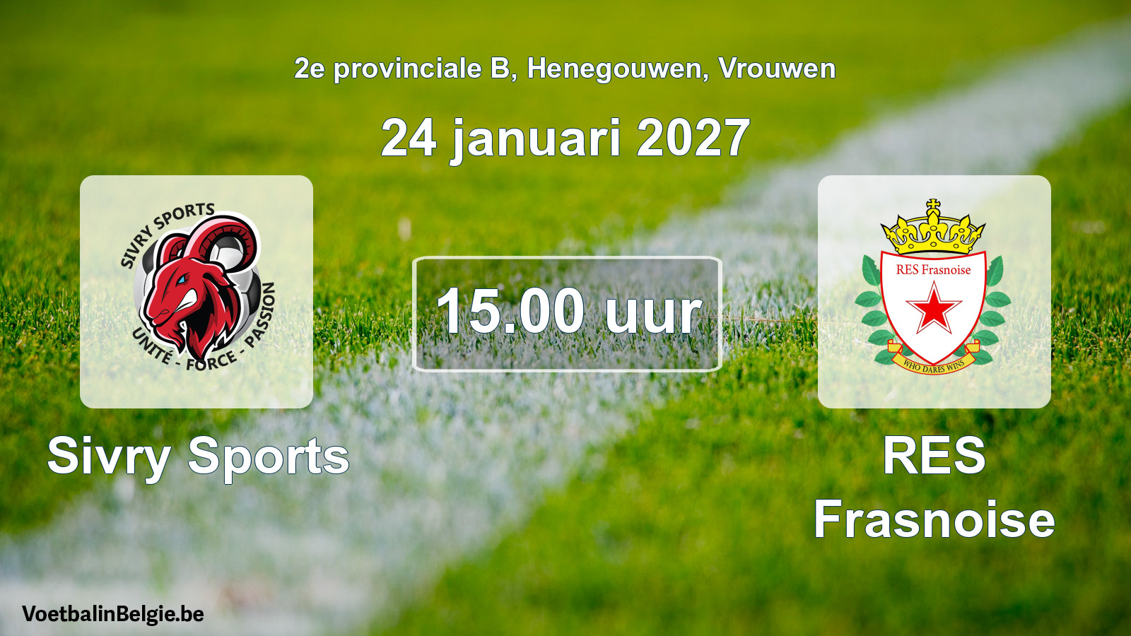 Geplande wedstrijd vrouwenvoetbal: Sivry Sports - RES Frasnoise (24 januari 2027)