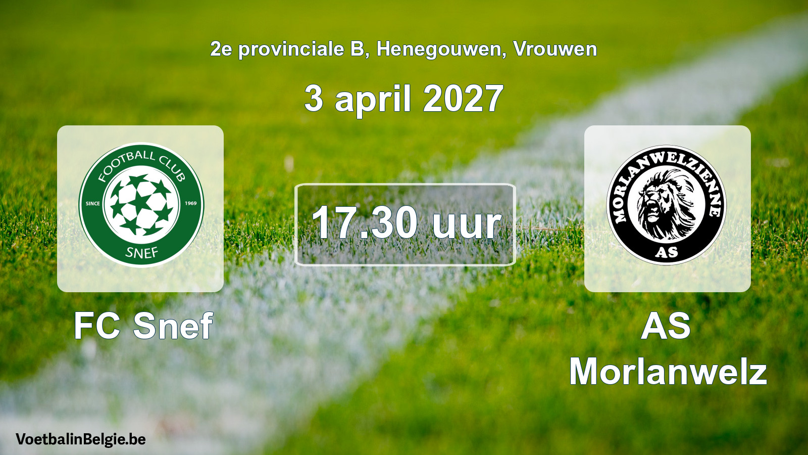 Geplande wedstrijd vrouwenvoetbal: FC Snef - AS Morlanwelz (3 april 2027)