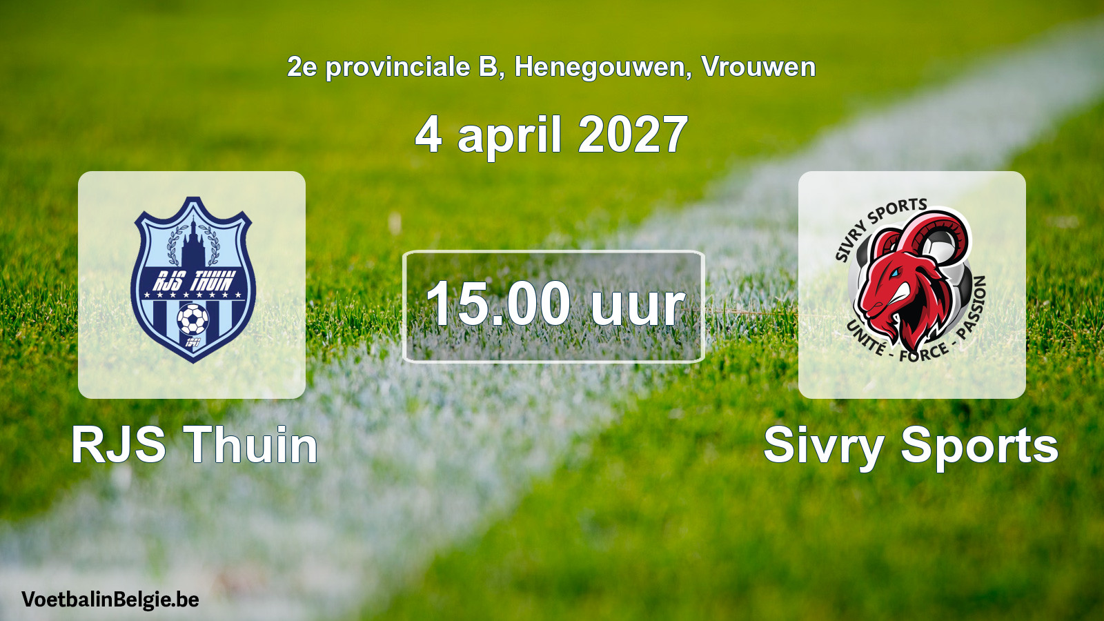 Geplande wedstrijd vrouwenvoetbal: RJS Thuin - Sivry Sports (4 april 2027)