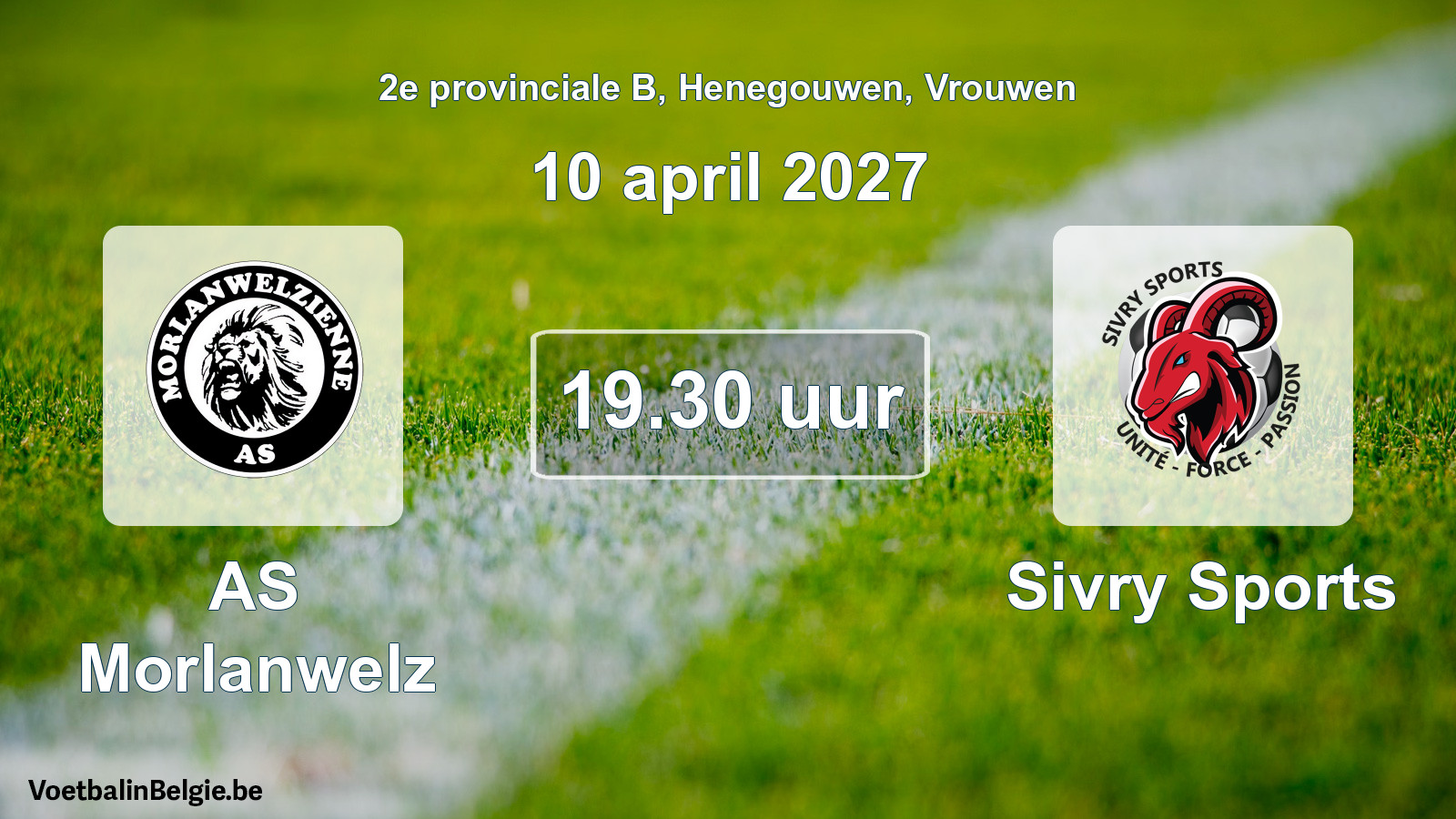 Geplande wedstrijd vrouwenvoetbal: AS Morlanwelz - Sivry Sports (10 april 2027)