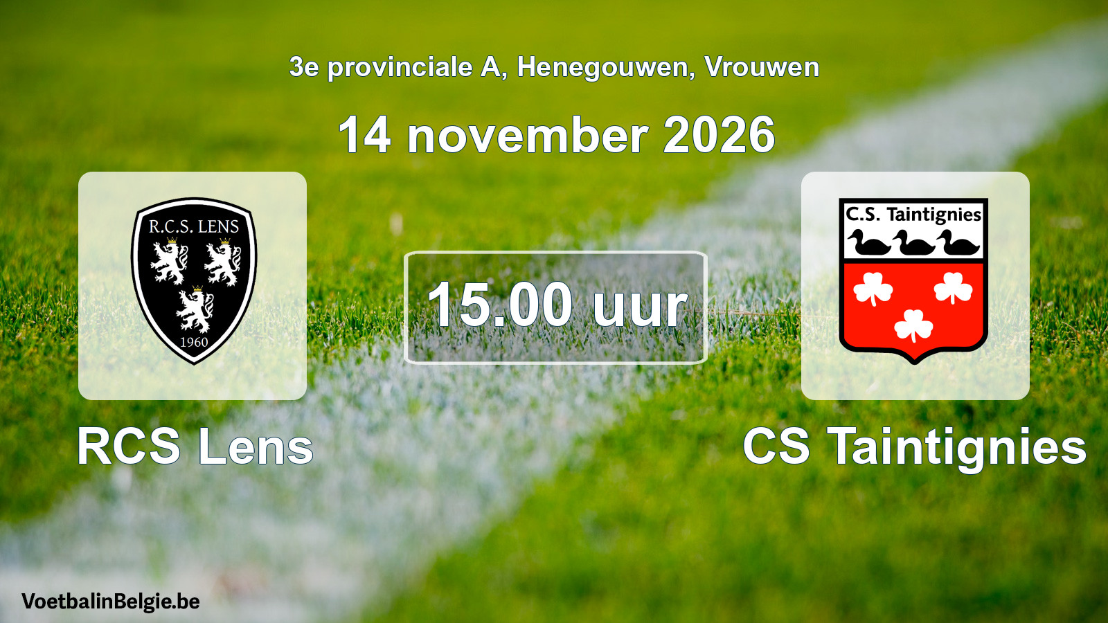 Geplande wedstrijd vrouwenvoetbal: RCS Lens - CS Taintignies (14 november 2026)