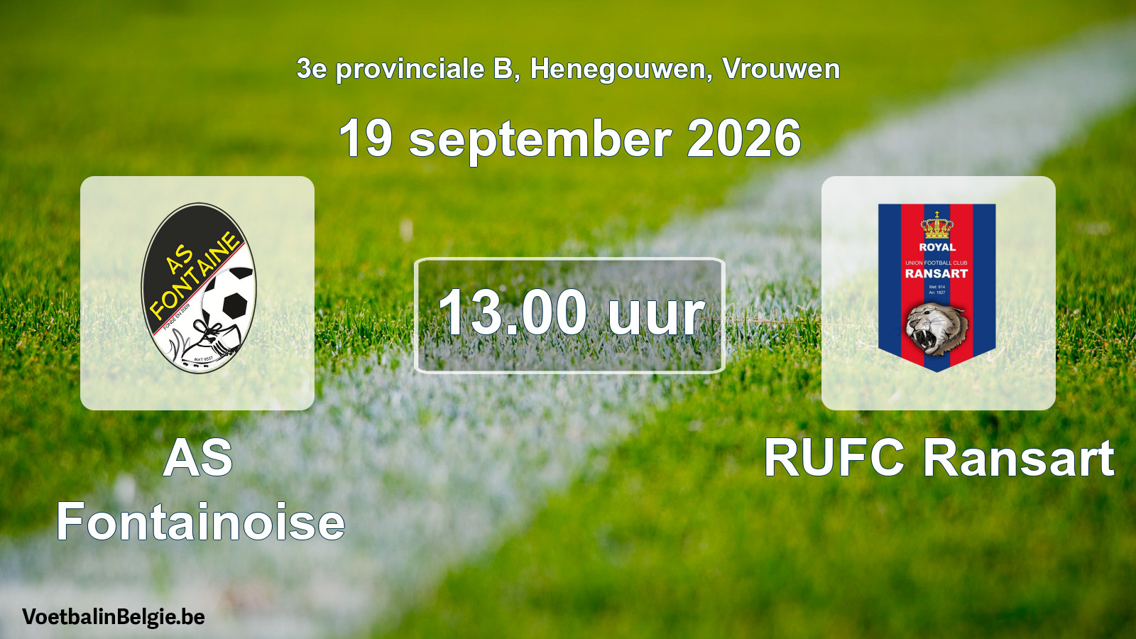 Geplande wedstrijd vrouwenvoetbal: AS Fontainoise - RUFC Ransart (19 september 2026)