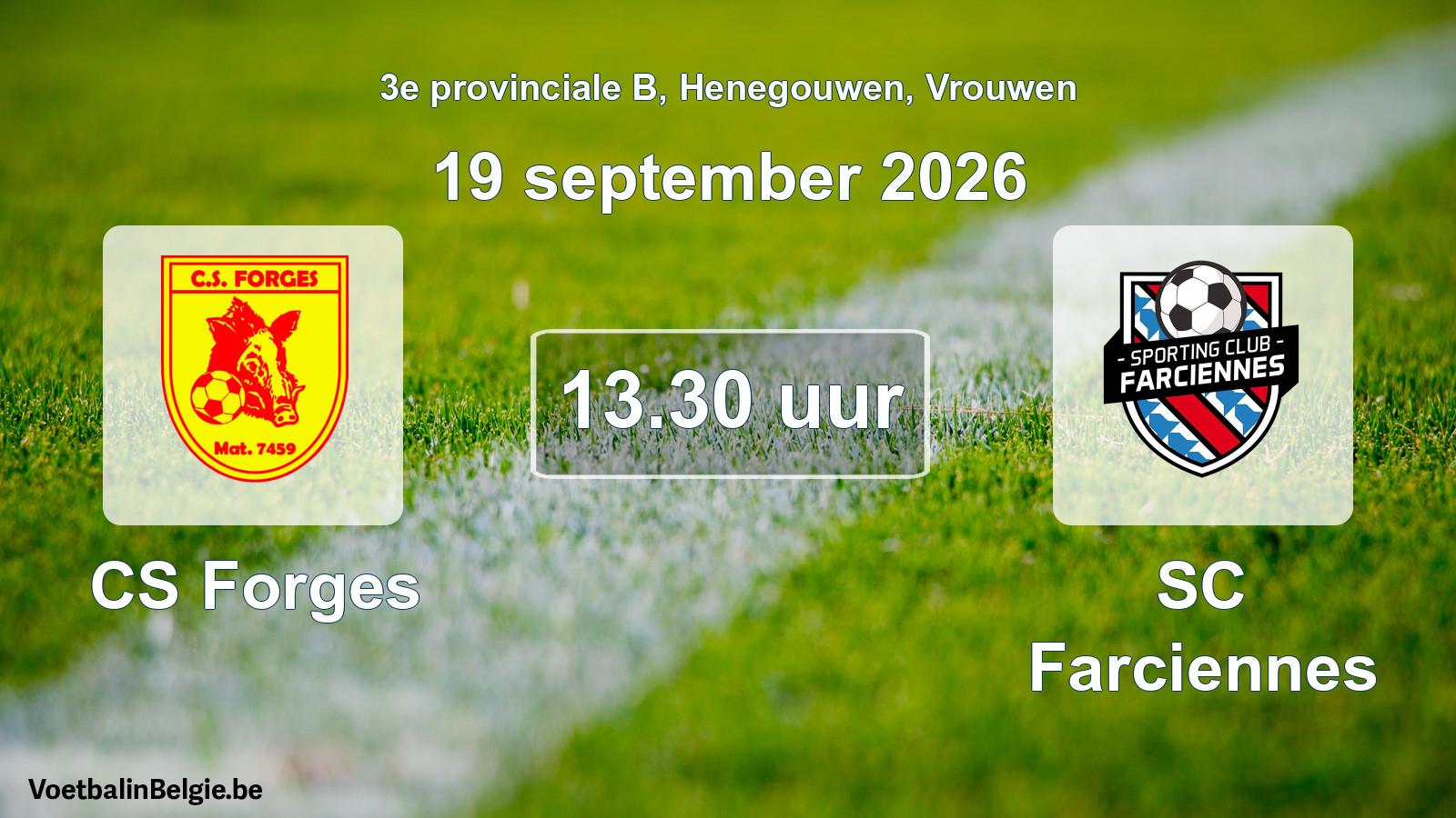 Geplande wedstrijd vrouwenvoetbal: CS Forges - SC Farciennes (19 september 2026)