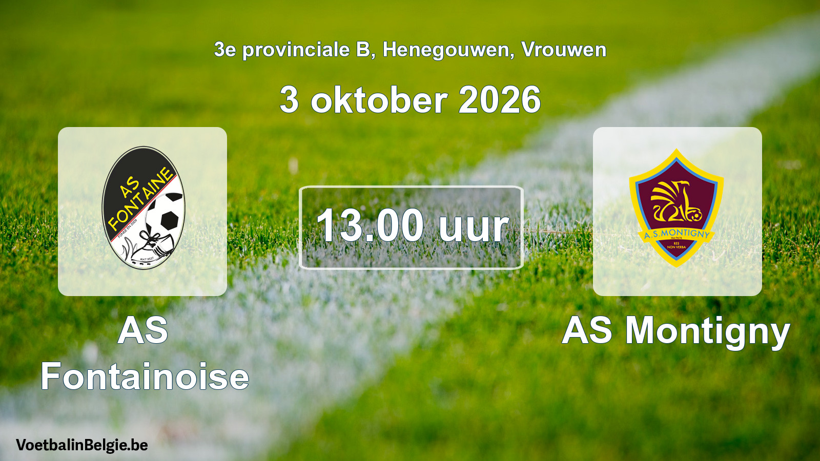 Geplande wedstrijd vrouwenvoetbal: AS Fontainoise - AS Montigny (3 oktober 2026)