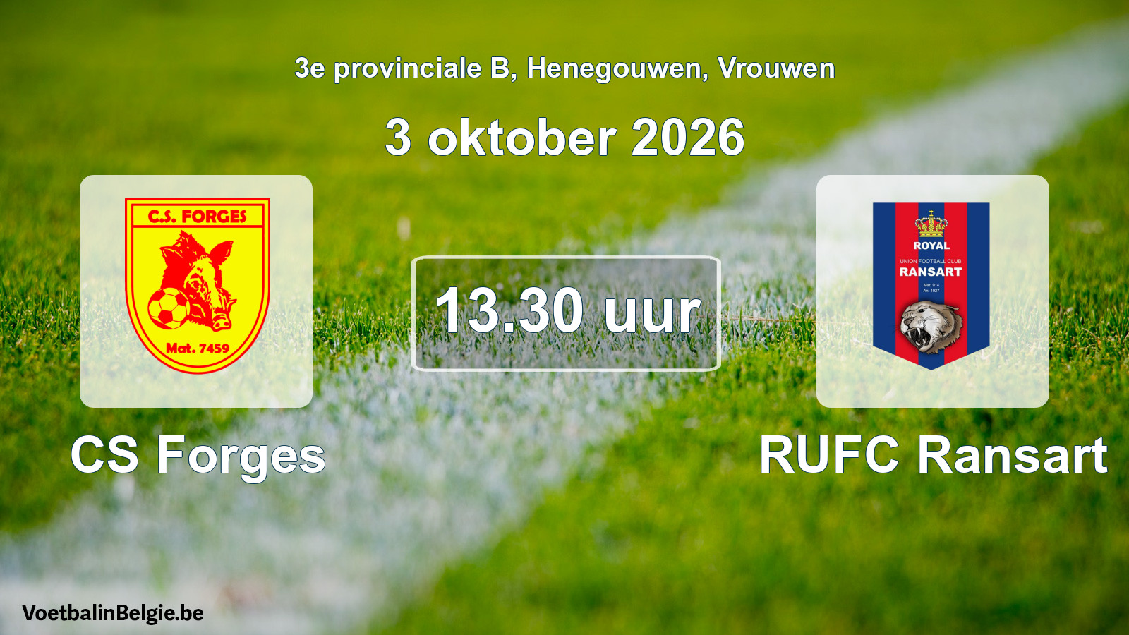 Geplande wedstrijd vrouwenvoetbal: CS Forges - RUFC Ransart (3 oktober 2026)