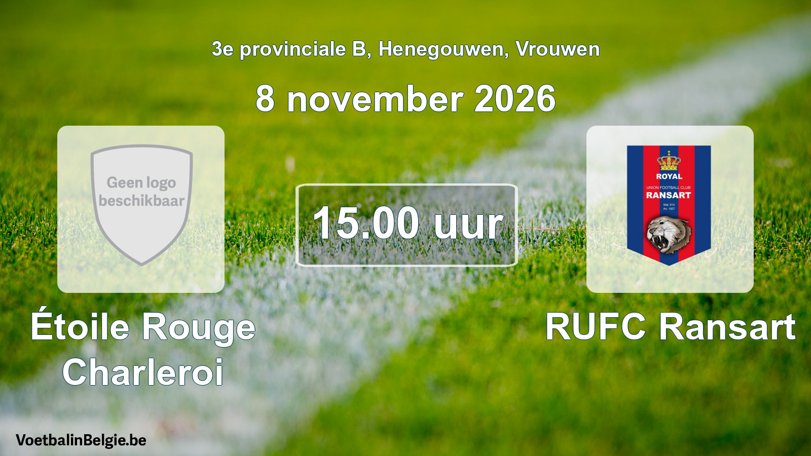 Geplande wedstrijd vrouwenvoetbal: Étoile Rouge Charleroi - RUFC Ransart (8 november 2026)