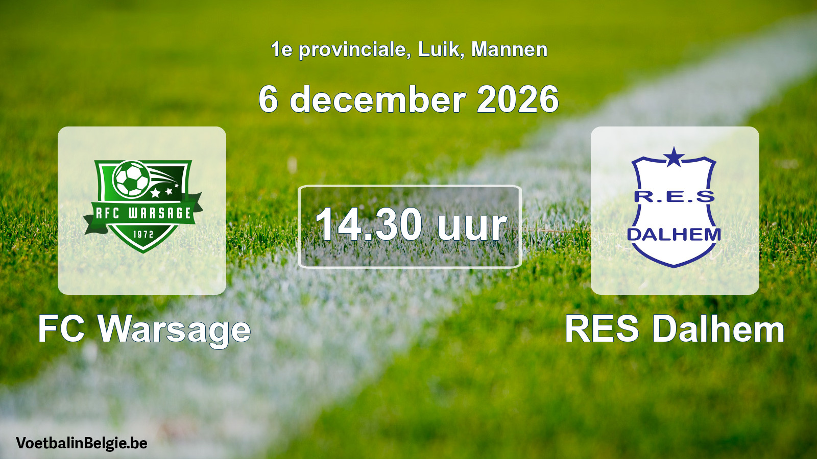 Geplande wedstrijd mannenvoetbal: FC Warsage - RES Dalhem (6 december 2026)